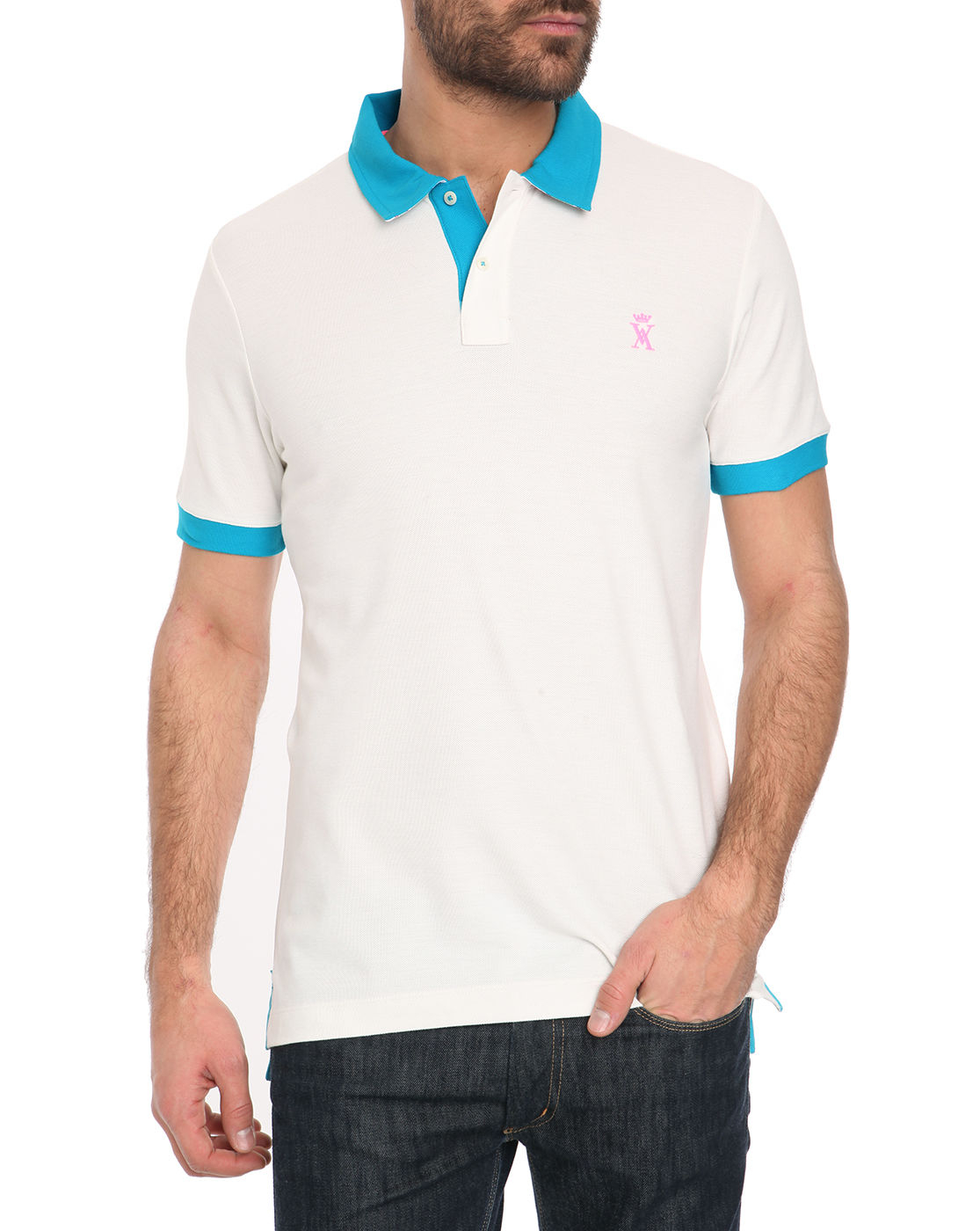 Vicomte a. Two-Tone Polo Shirt With White Madras Collar in White for Men | Lyst