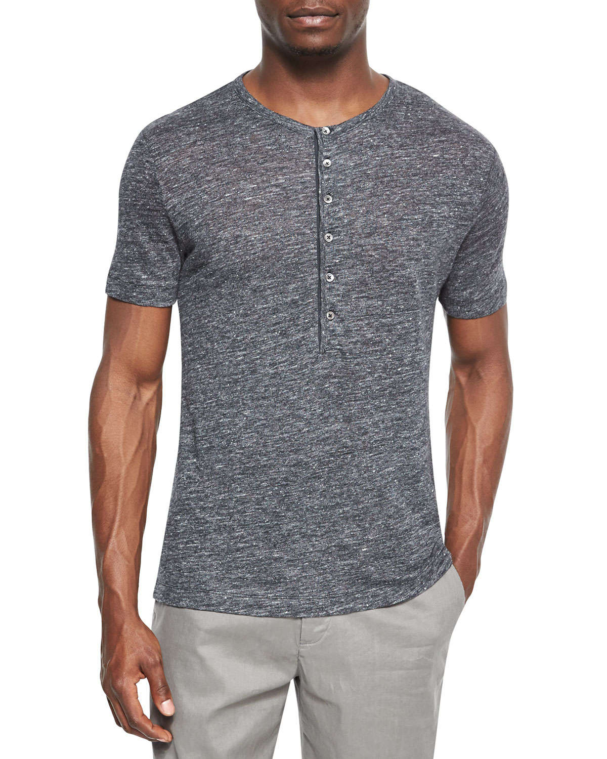 Theory Linen Henley T-Shirt in Black for Men | Lyst