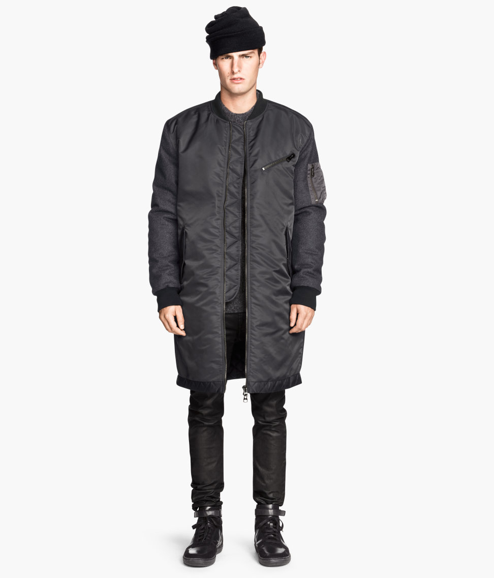 H&M Long Bomber Jacket in Gray for Men | Lyst