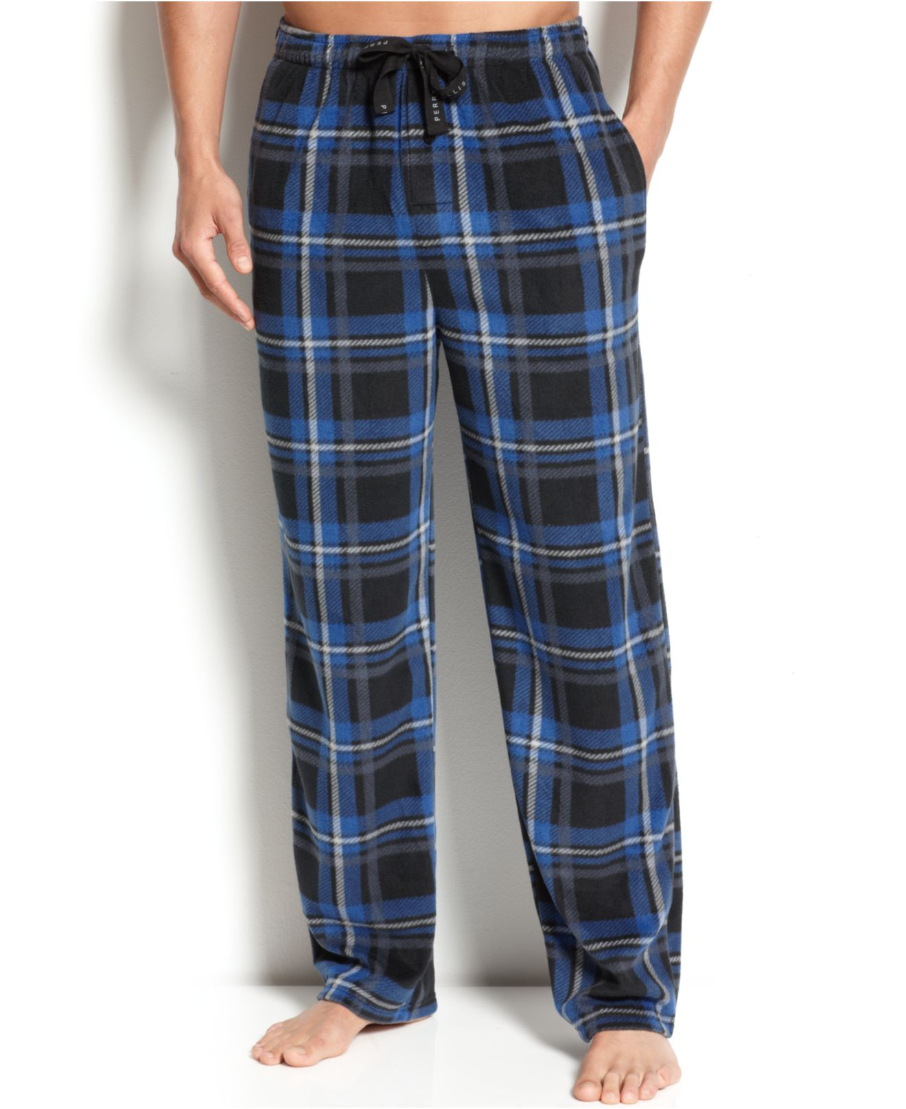 Details about   MSRP $43 Designer Perry Mens Lounge Pants Plaid Sleepwear Blue Size Medium