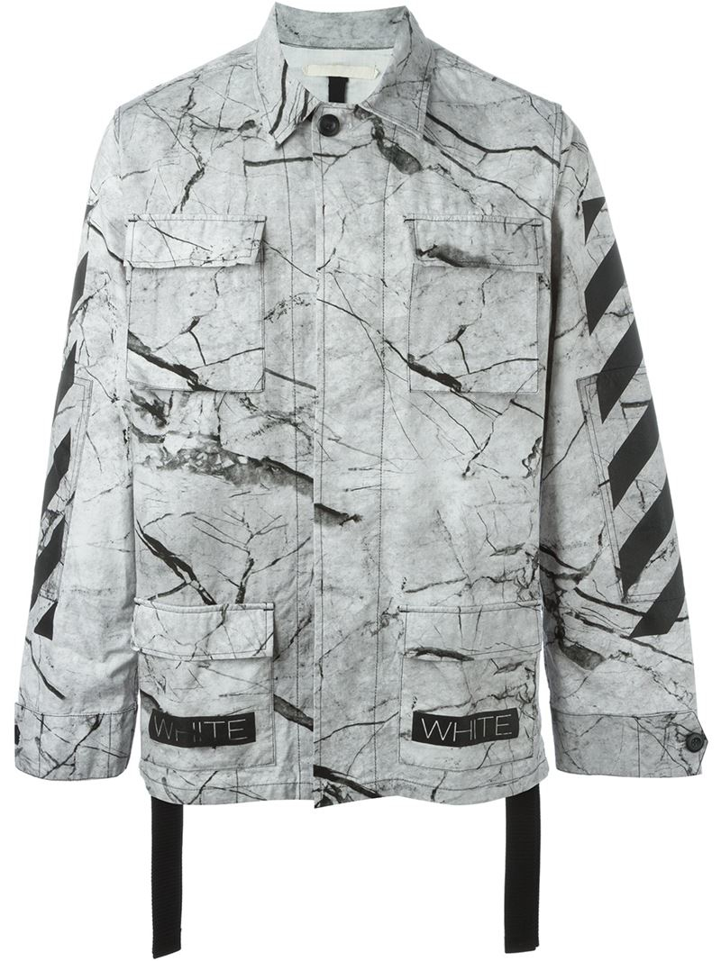 Off-White c/o Virgil Abloh Cotton Marble Print Jacket in Grey (Gray) for  Men | Lyst