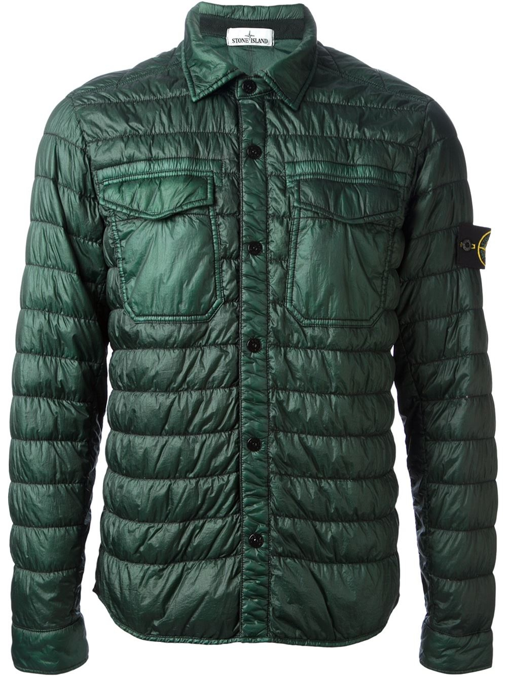 Stone Island Padded Shirt Jacket in Green for Men - Lyst