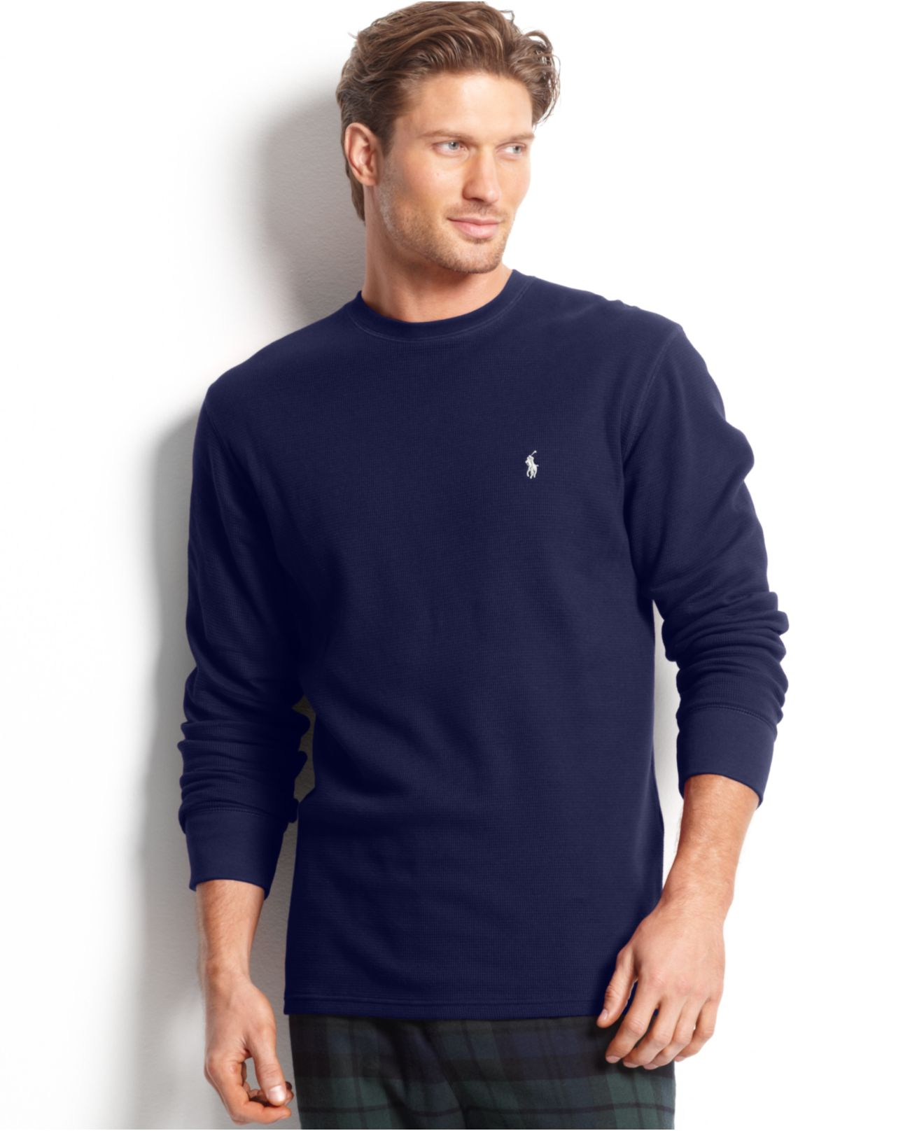 Lyst - Polo Ralph Lauren Big And Tall Long Sleeve Crew Neck Waffle ...