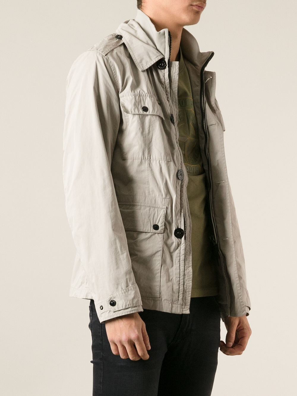 stone island coat beige