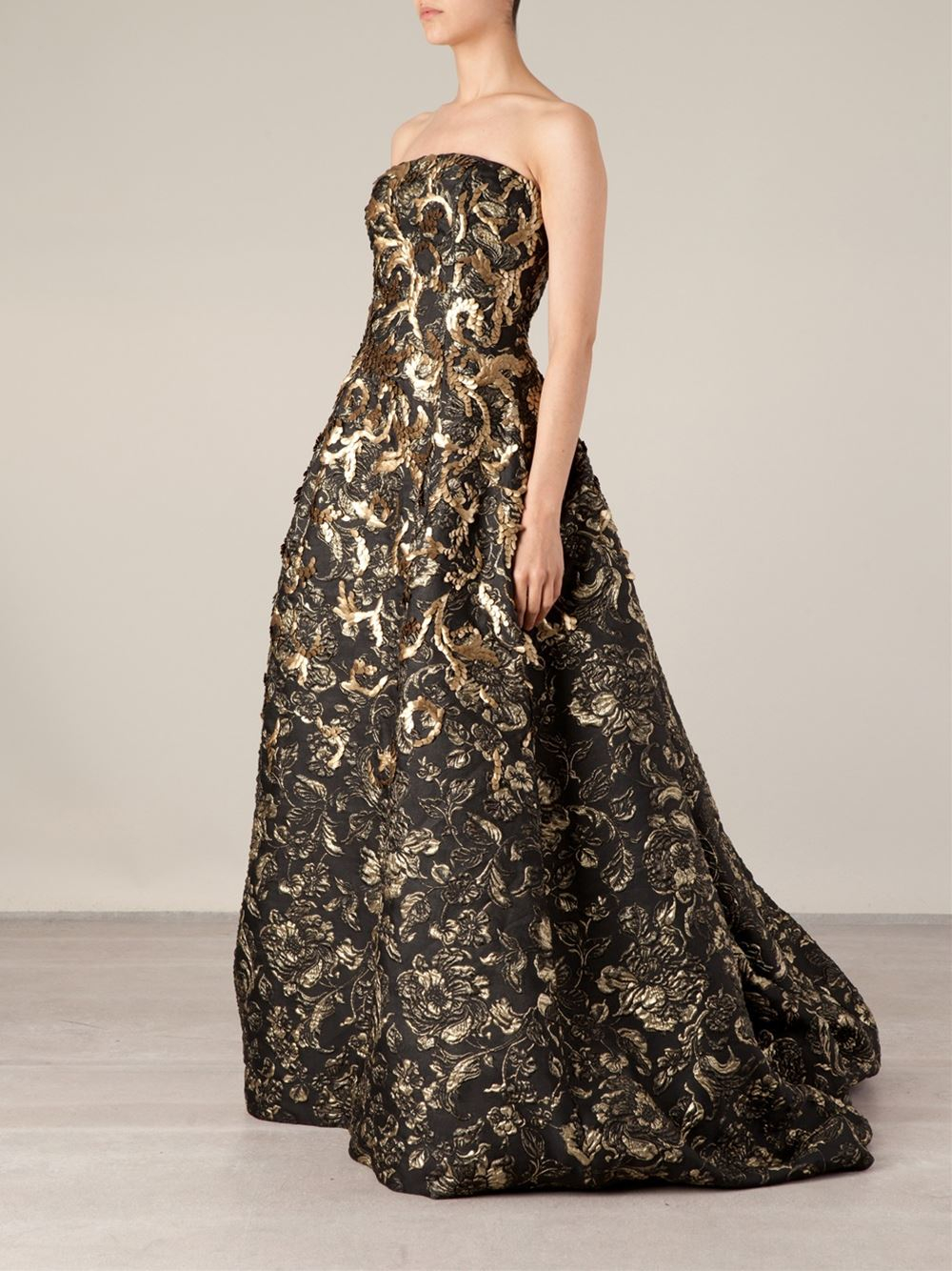 Floral Brocade Evening Gown ...