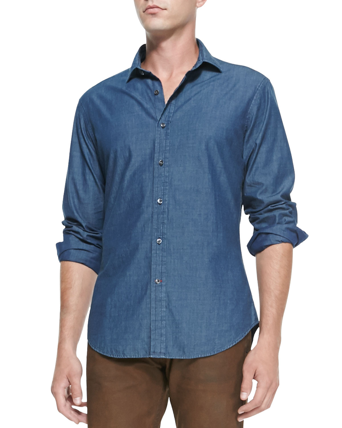 Lyst - Ralph Lauren Black Label Woven Chambray Shirt in Blue for Men
