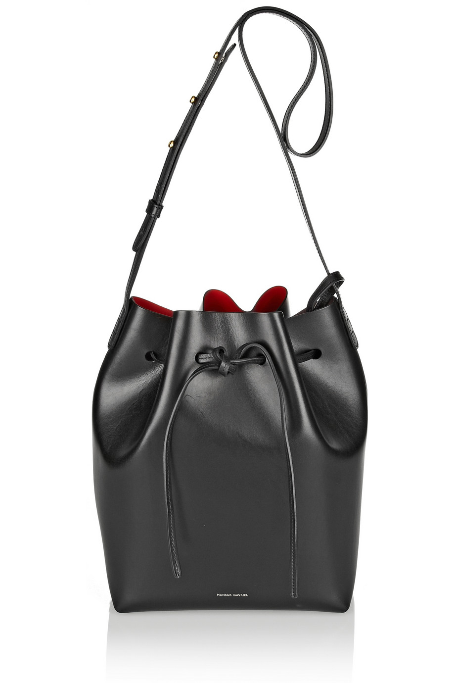 Mansur gavriel Leather Bucket Bag in Black | Lyst