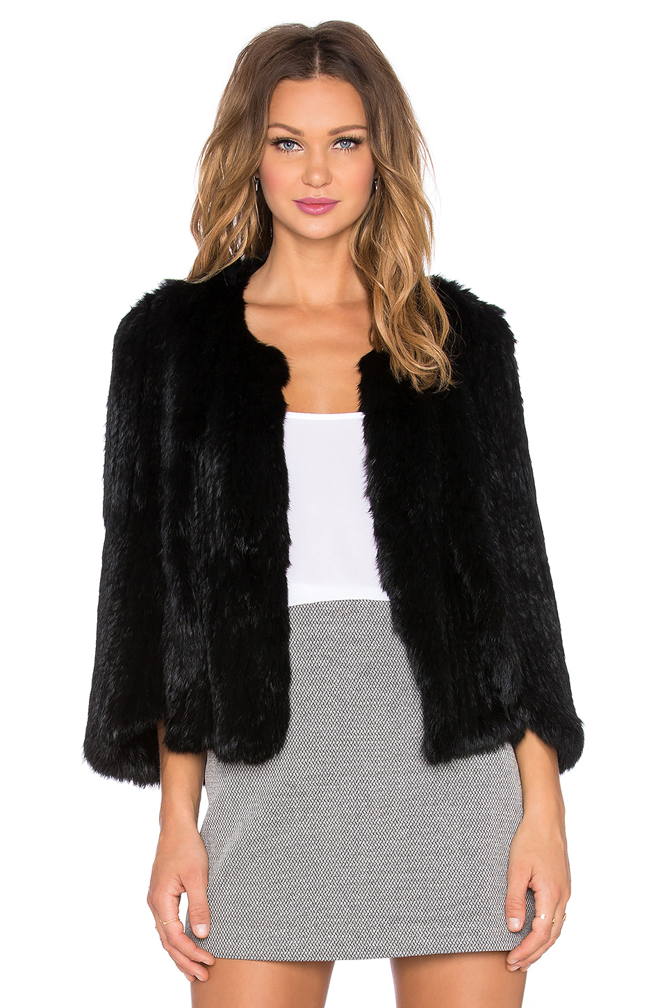 fur cape black