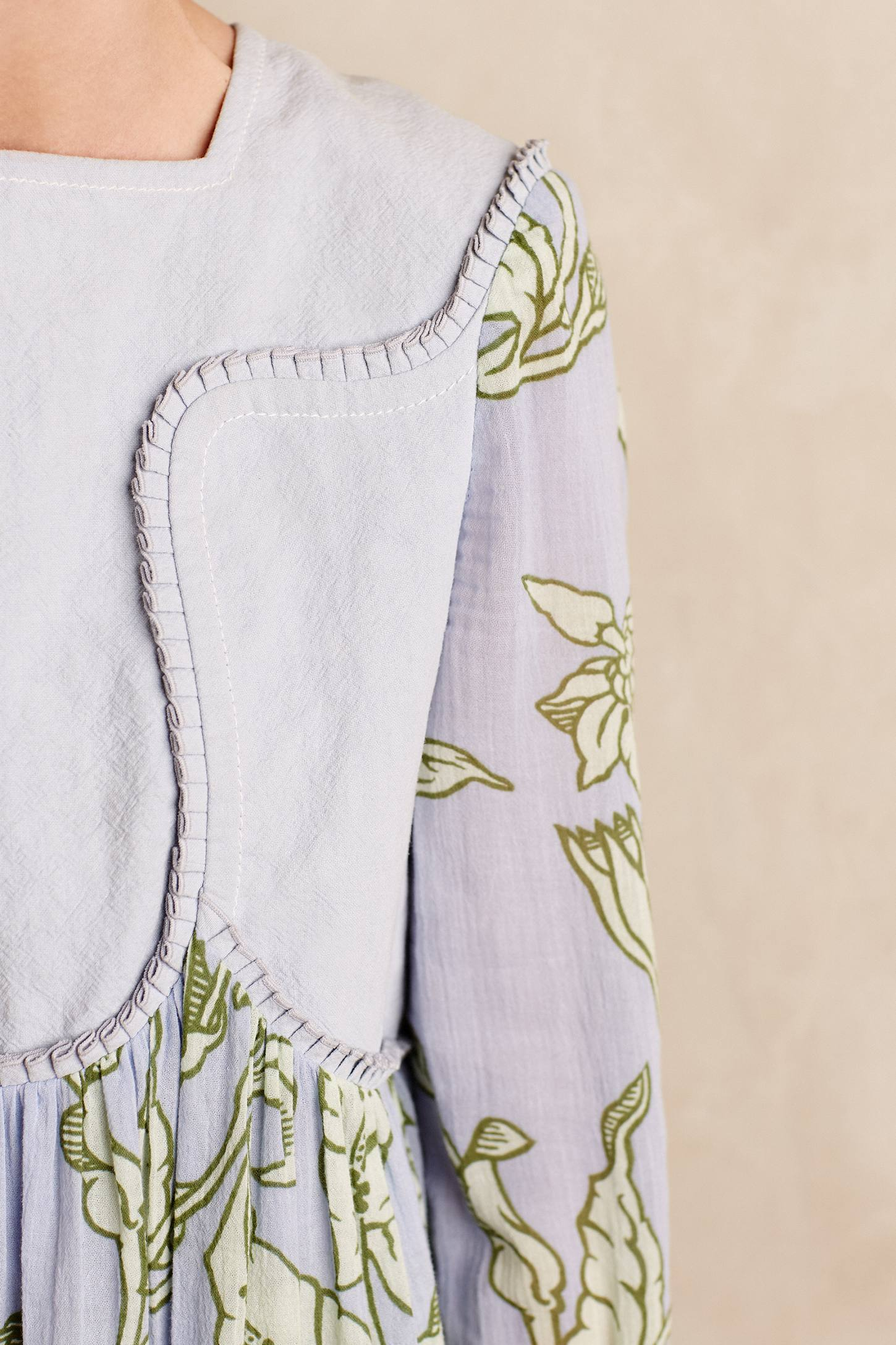 KAREN WALKER-GREENHOUSE CONTRAST DRESS-GARDEN WALL MUSLIN POWDER ...
