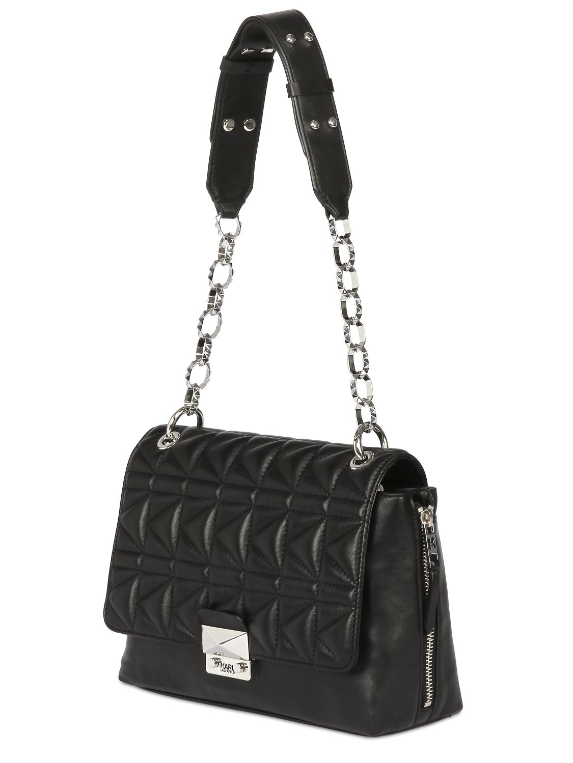 Karl Lagerfeld Kuilted Nappa Leather Shoulder Bag in Black Lyst
