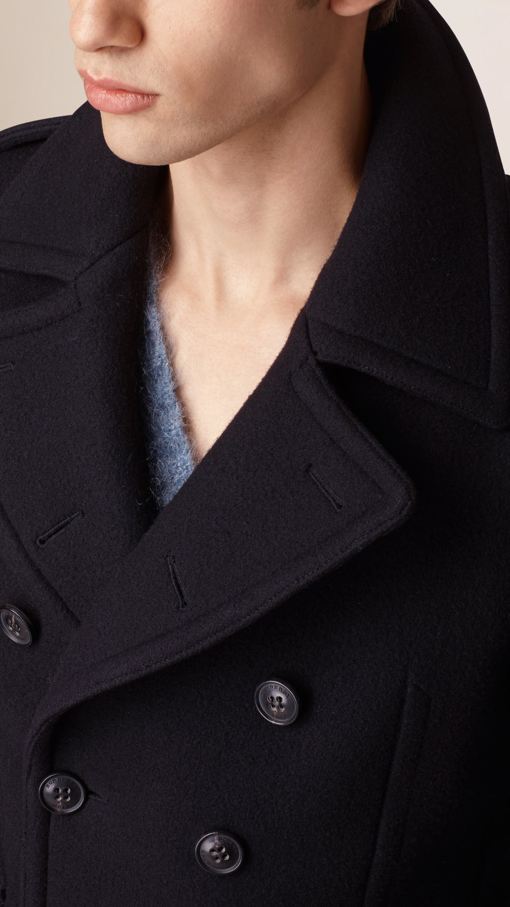 Burberry wool blend pea coat clearance