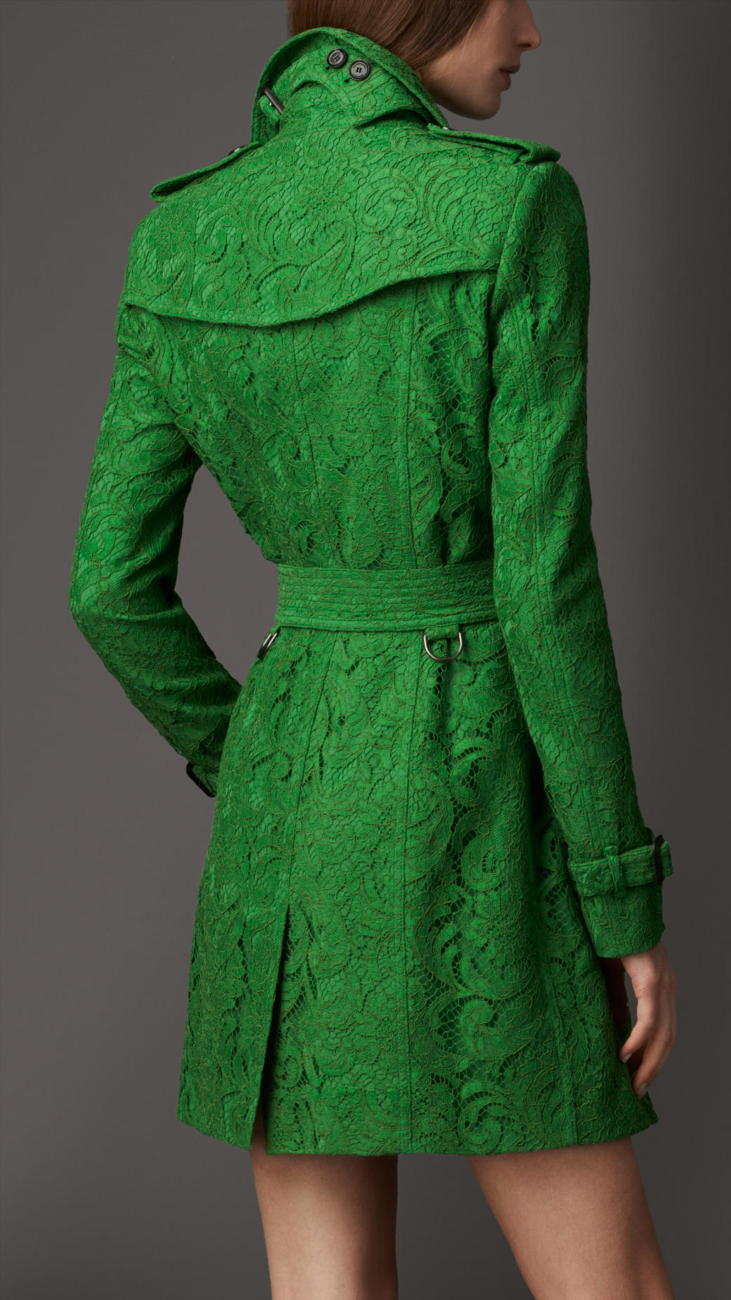 Burberry Midlength Cotton Lace Trench Coat in Bright Green (Green) - Lyst