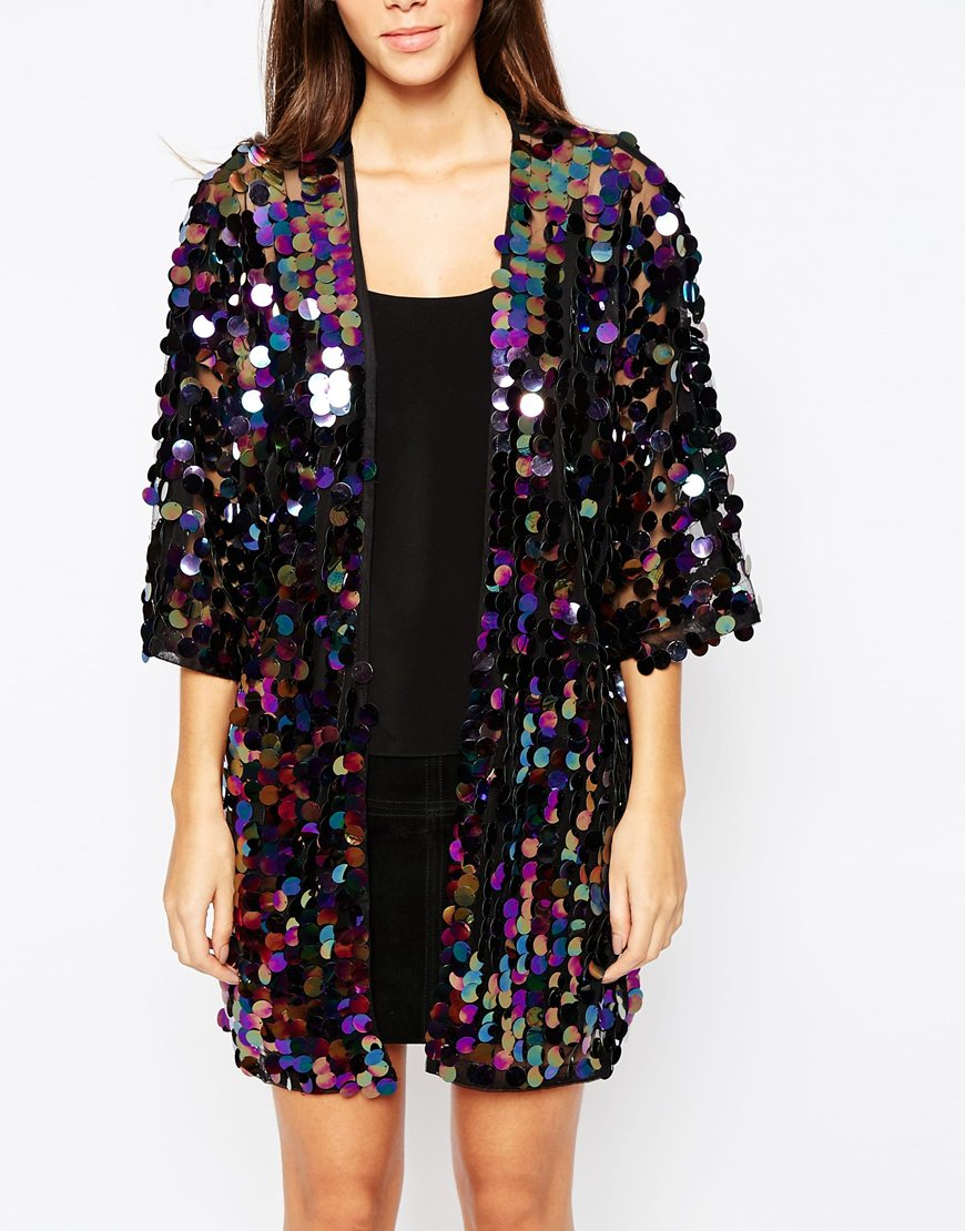 long sequin kimono jacket