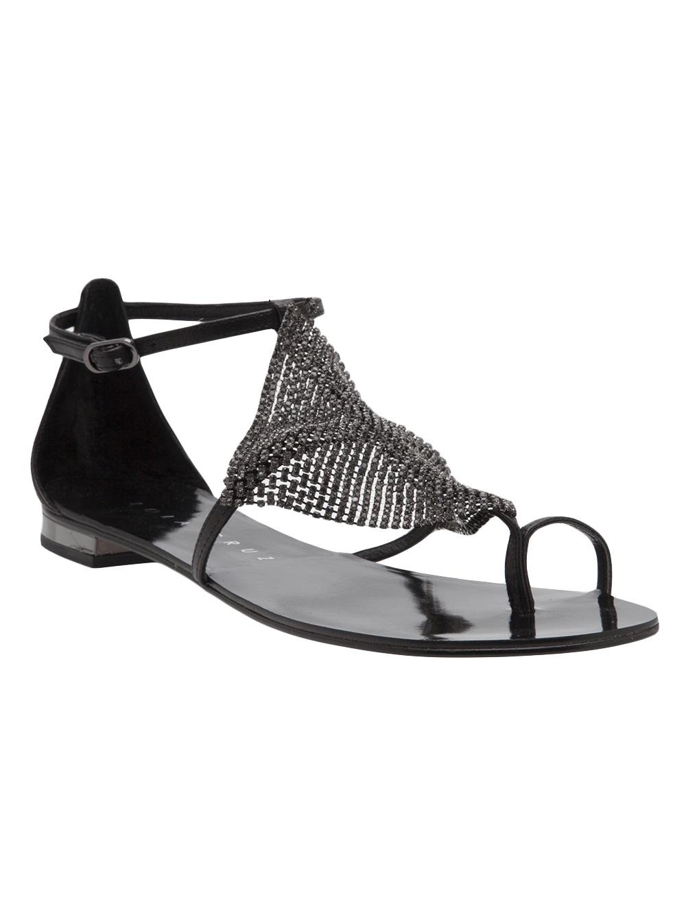 Lyst - Lola Cruz Crystal Embellished Sandal in Black