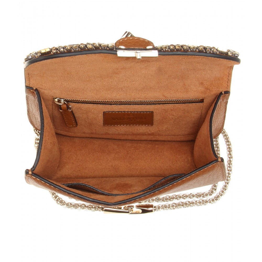 Grey Leather Shoulder Bag Small