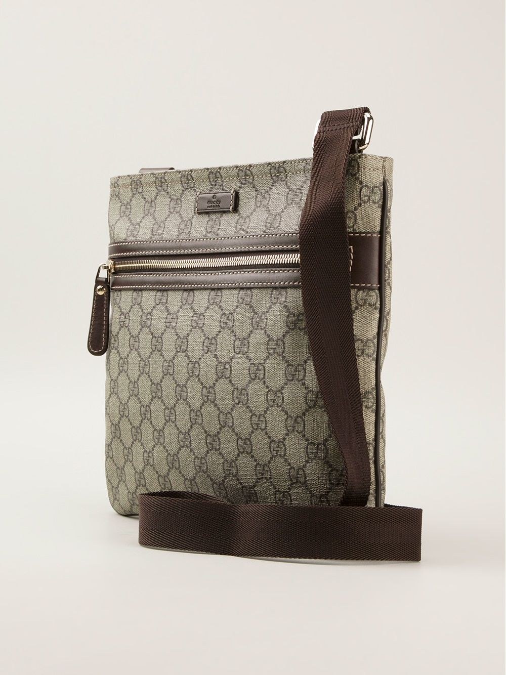 Beige GG-monogram leather-trim cross-body bag, Gucci
