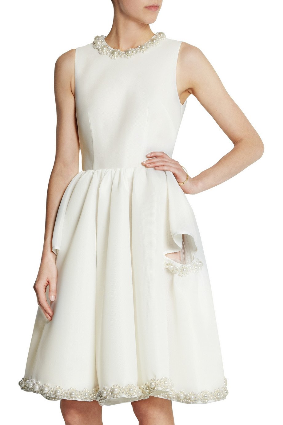 simone stripe pleated mesh dress