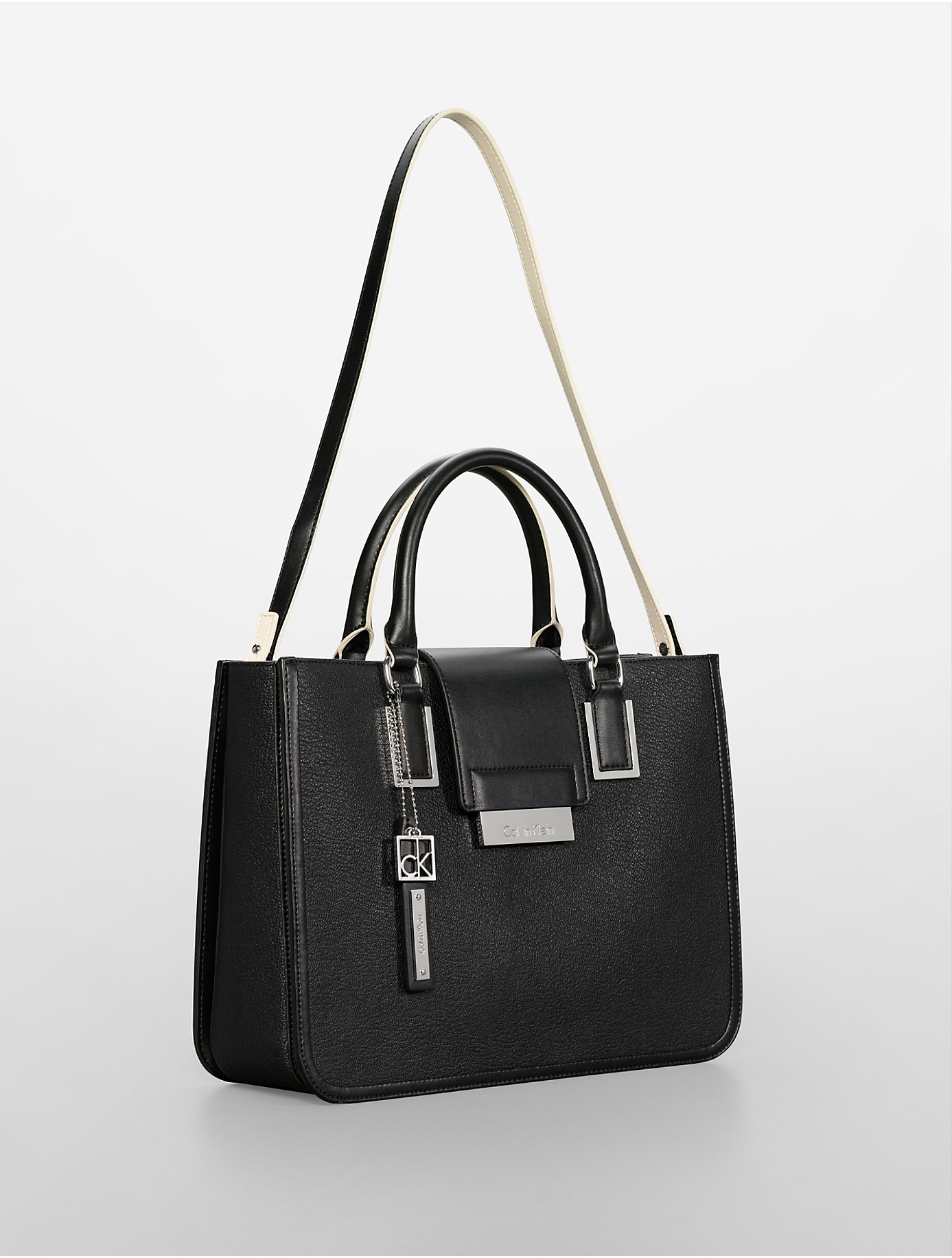 Calvin Klein White Label Valerie Textured Triple Compartment Tote Bag in  Black | Lyst