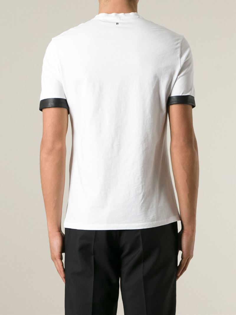 Lyst - Neil Barrett Cuffed T-Shirt in White for Men