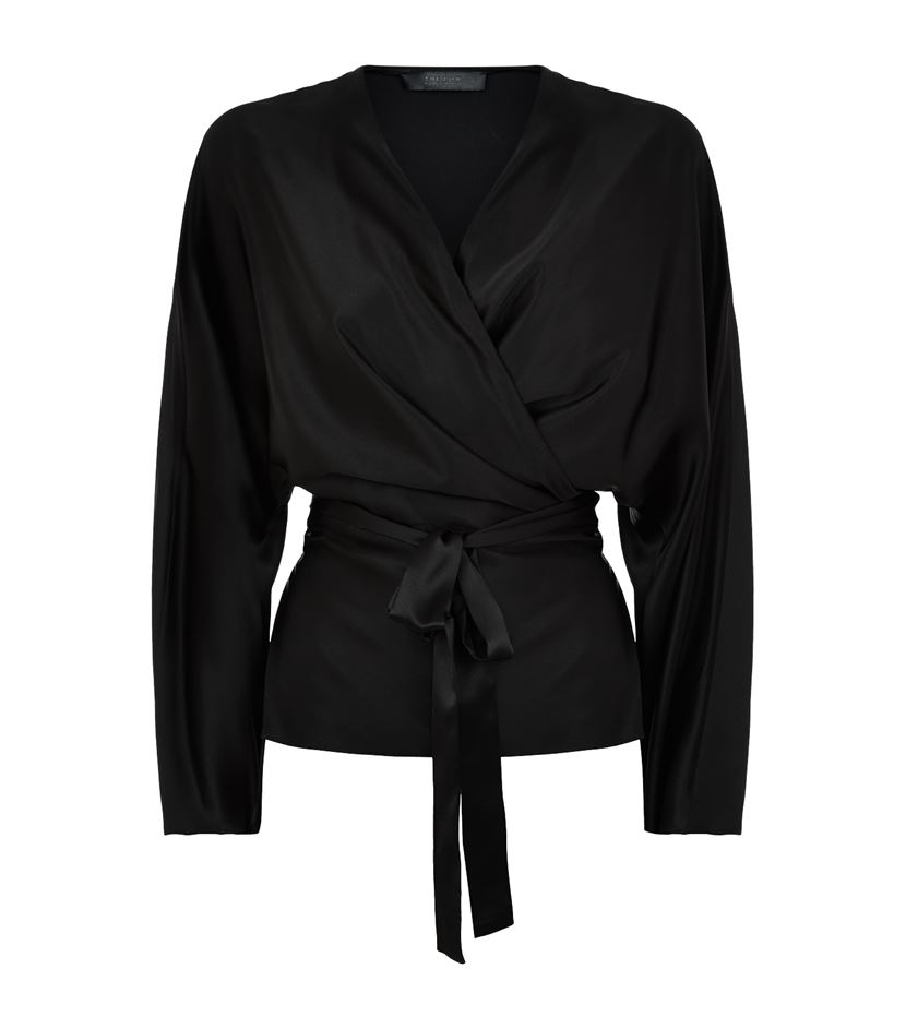 black silk wrap top