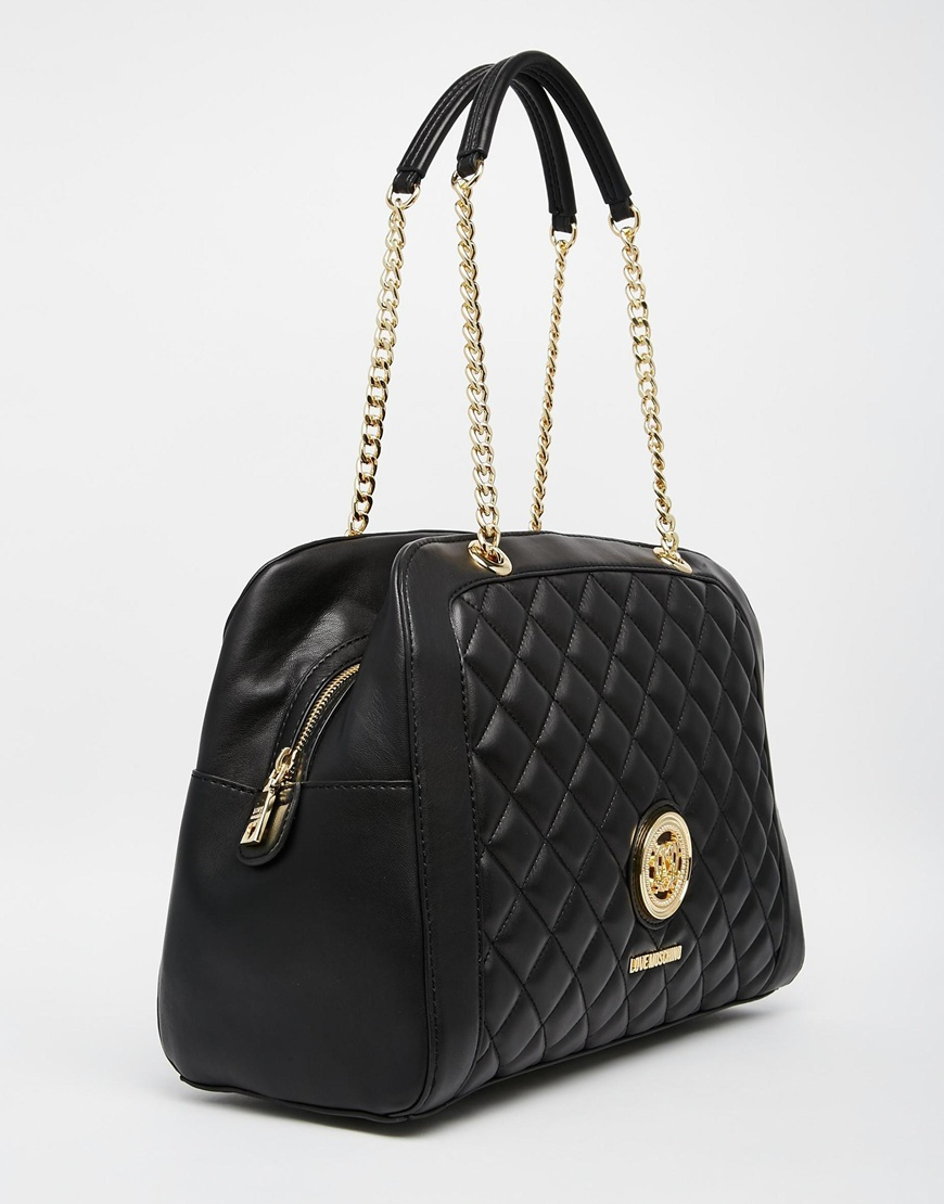 Love Moschino Quilted Bowler Shoulder Bag in Black - Lyst