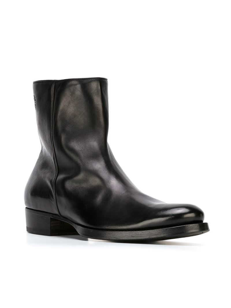 Buttero Side Zip Ankle Boots in Black for Men - Lyst