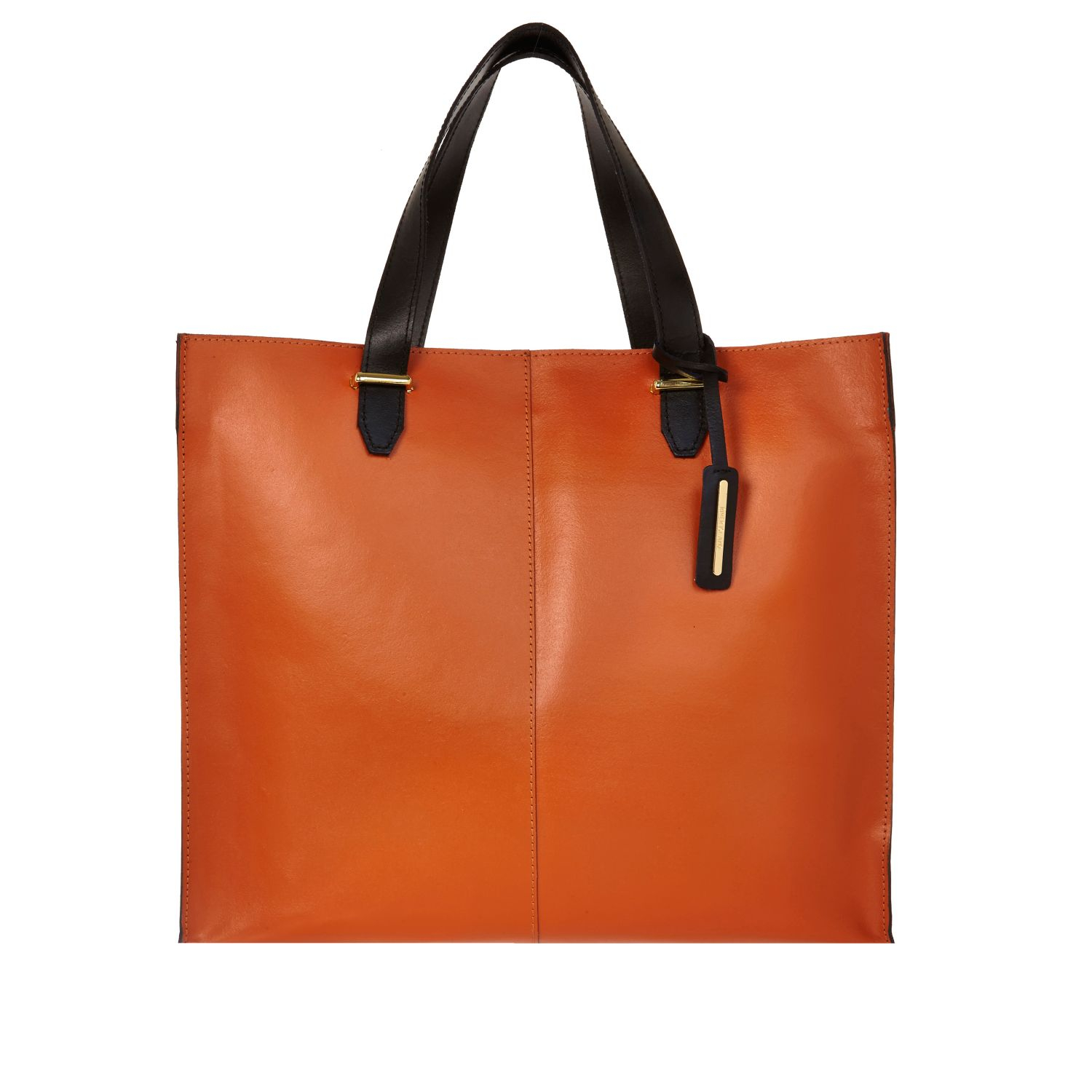 River Island Orange Color Block Leather Tote Bag in Orange | Lyst