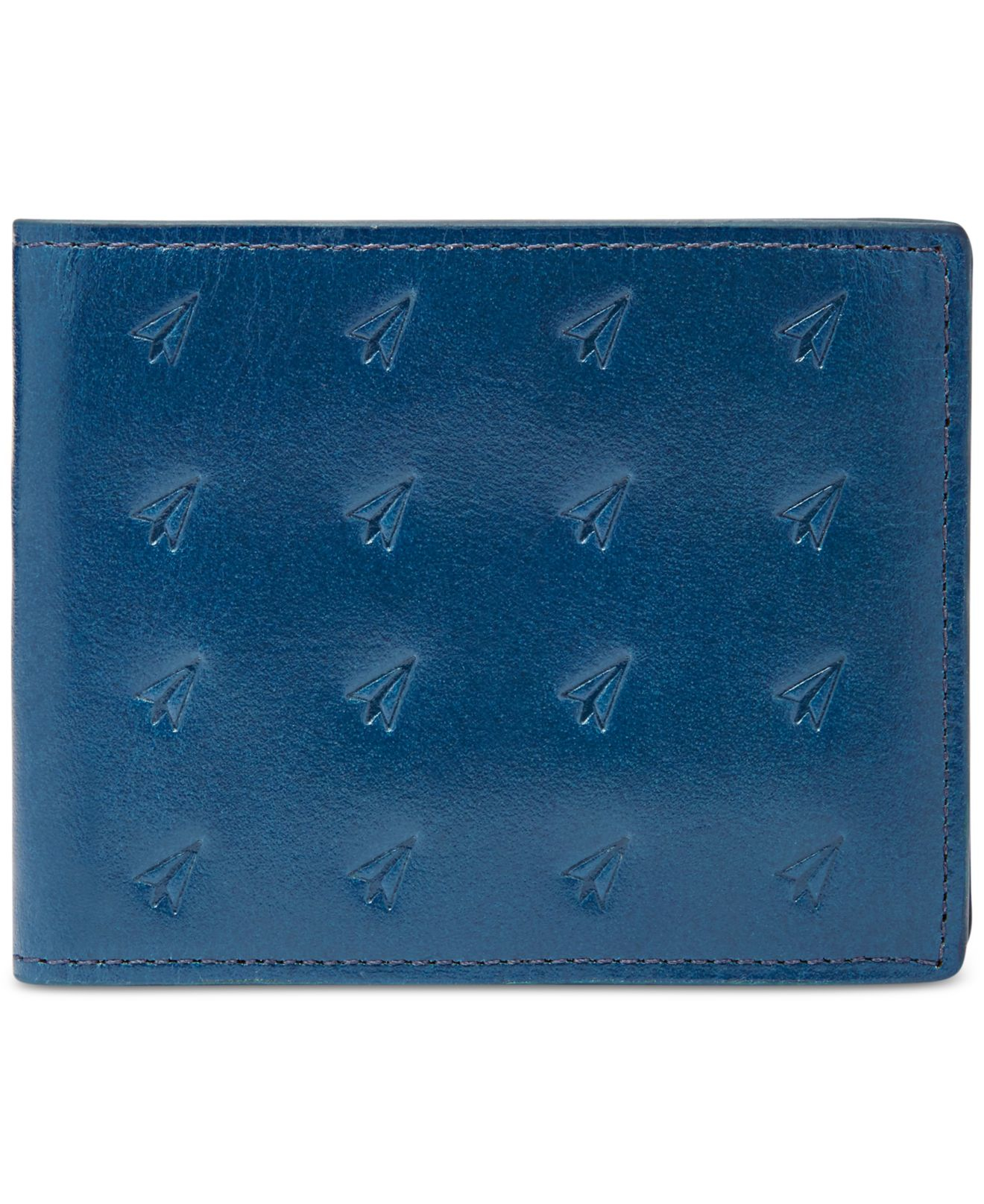 Fossil Helix L-zip Bi-fold Leather Wallet in Blue for Men