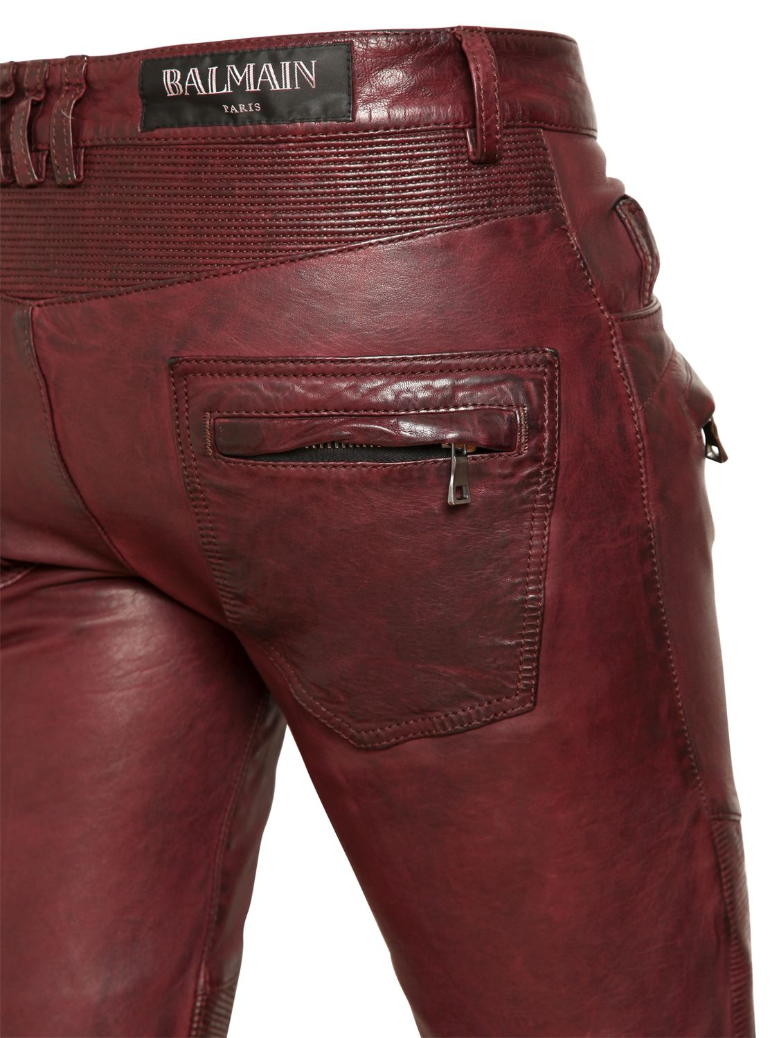 Balmain 18cm Leather Biker Trousers in Purple for Men (bordeaux) | Lyst