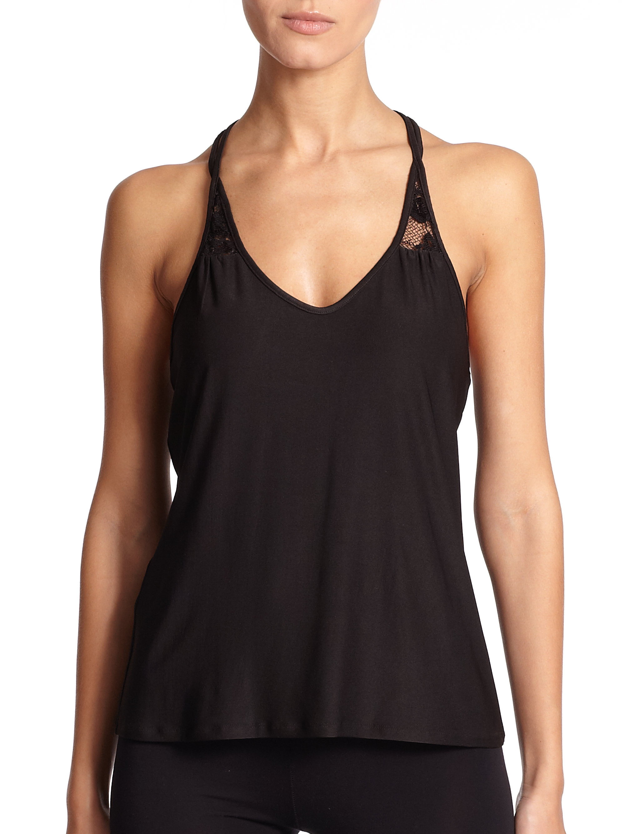 In Bloom Lace Racerback Camisole in Black Lyst