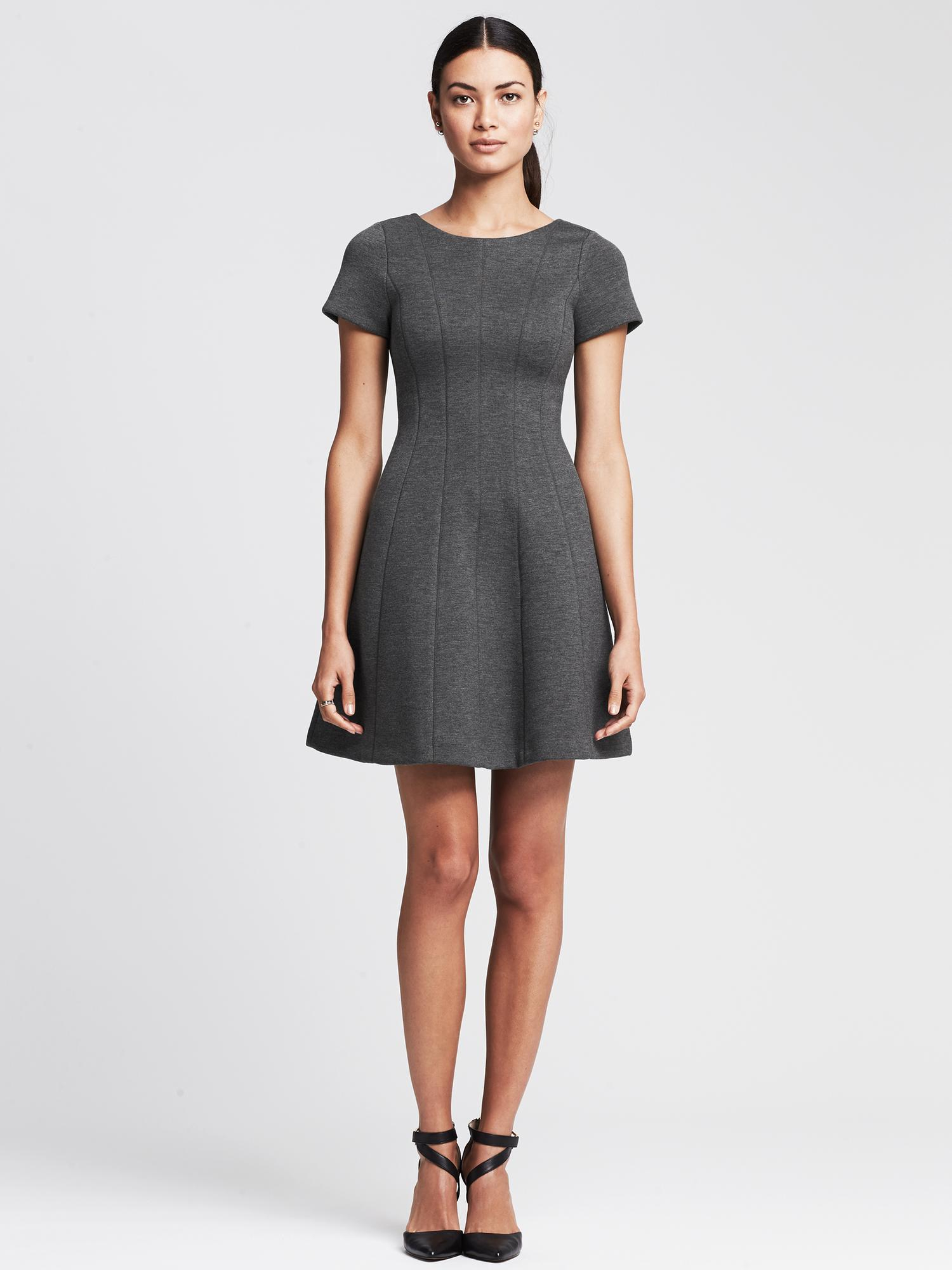 Banana Republic Vback Fitandflare Dress in Heather Gray (Gray) Lyst