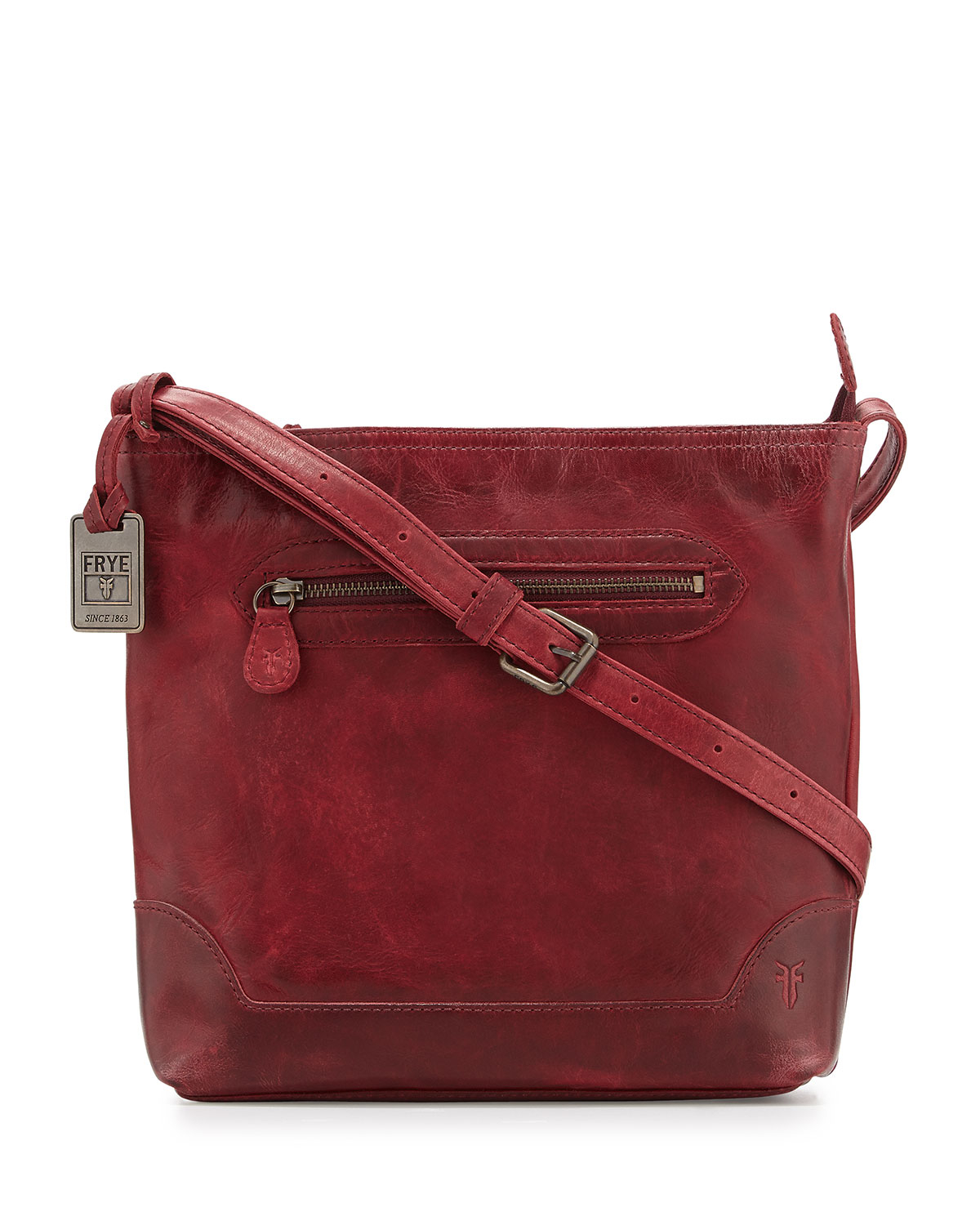 Frye Melissa Tumbled Leather Crossbody Bag in Red (BURGUNDY) | Lyst