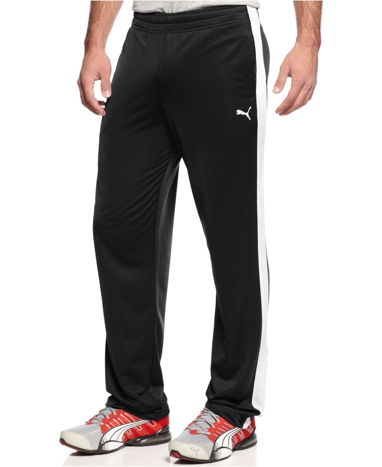 PUMA Synthetic Men's Tricot Contrast Track Pants in Black/Red (Black) | Lyst