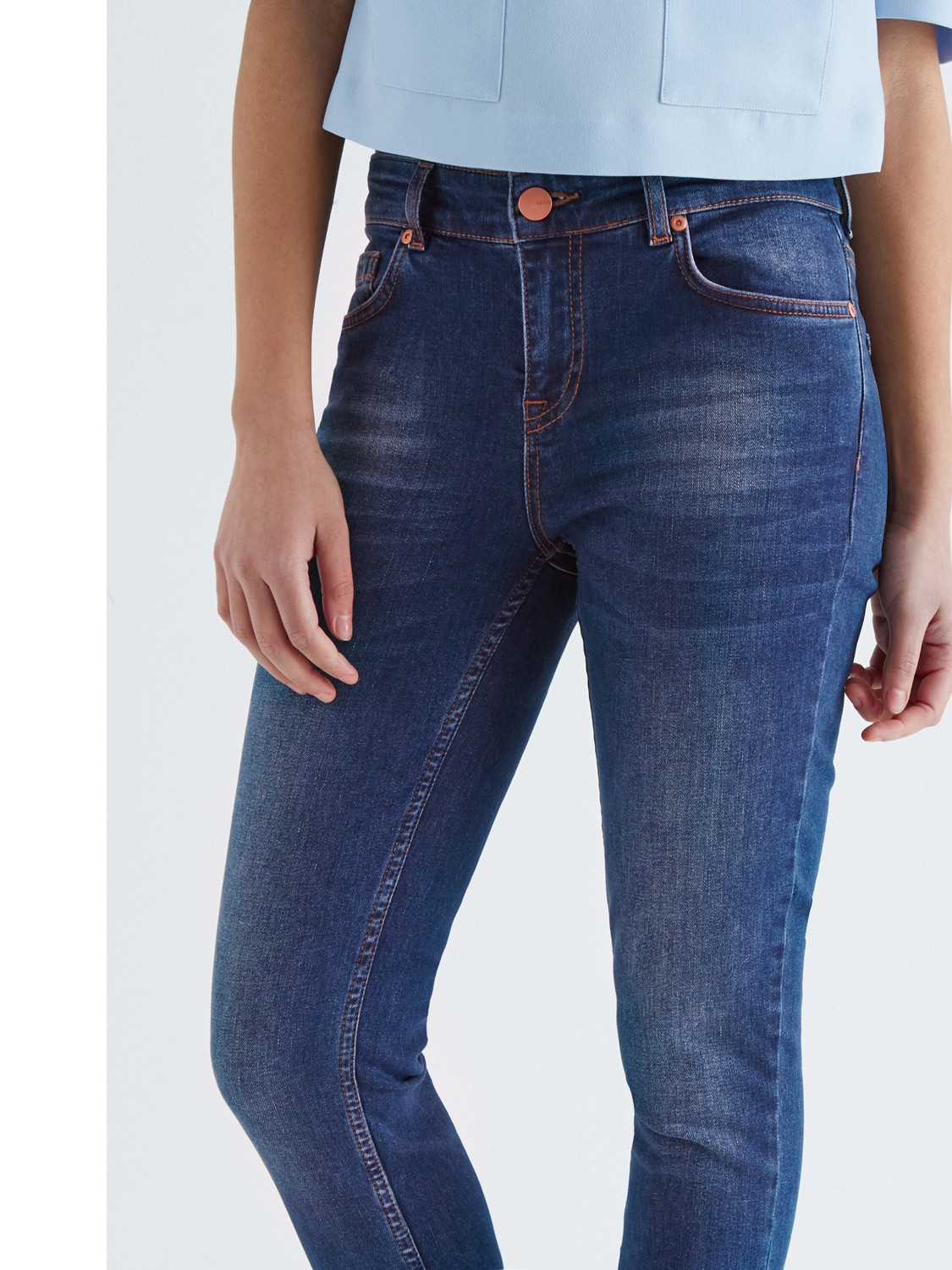 Oasis Isabella Skinny Crop Jeans in Mid Wash (Blue) - Lyst