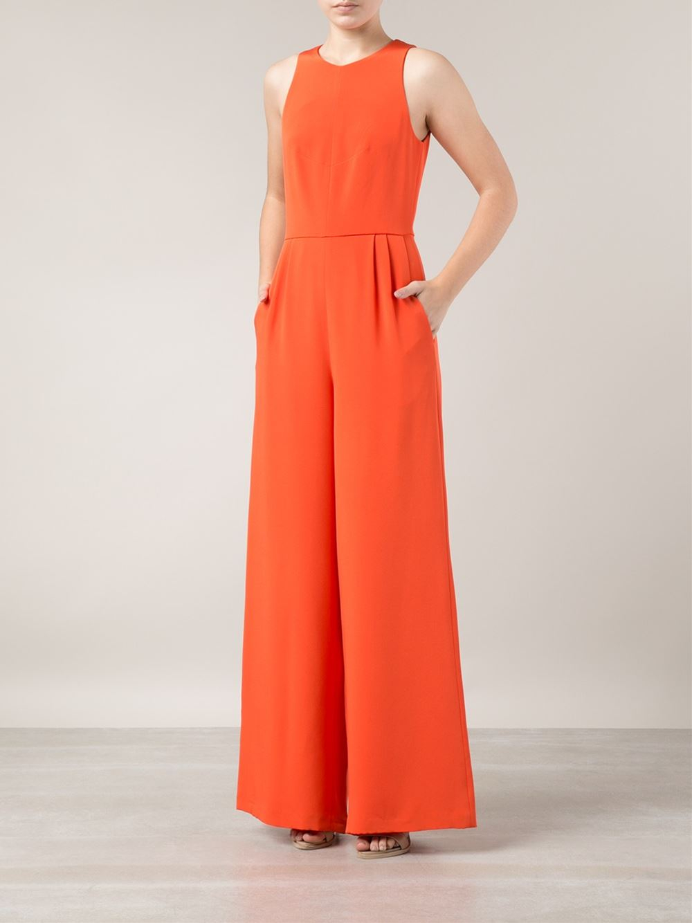 orange wide leg jumpsuit