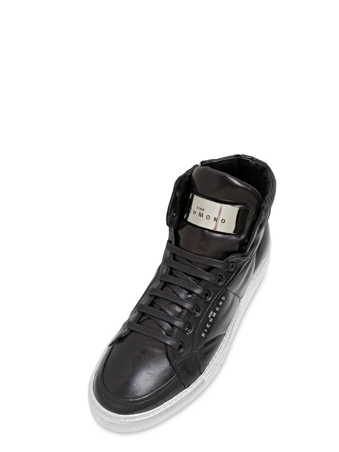 John Richmond Nappa Leather High Top Sneakers in Black for Men - Lyst