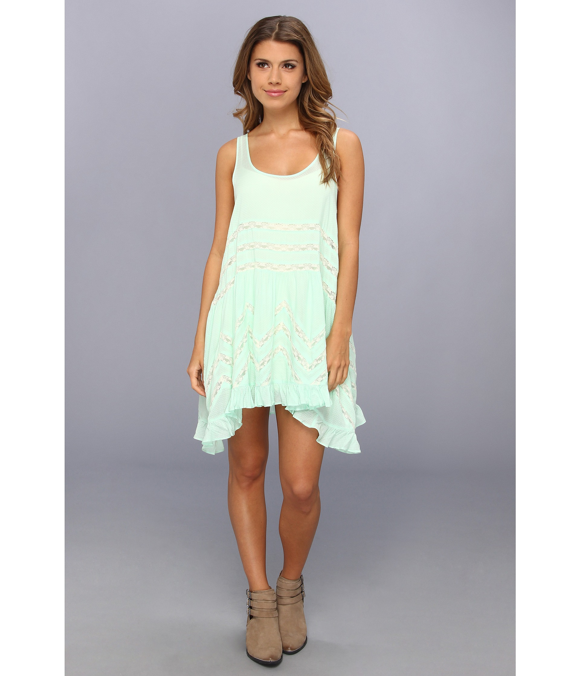 Free People Voile Trapeze Slip in Green - Lyst