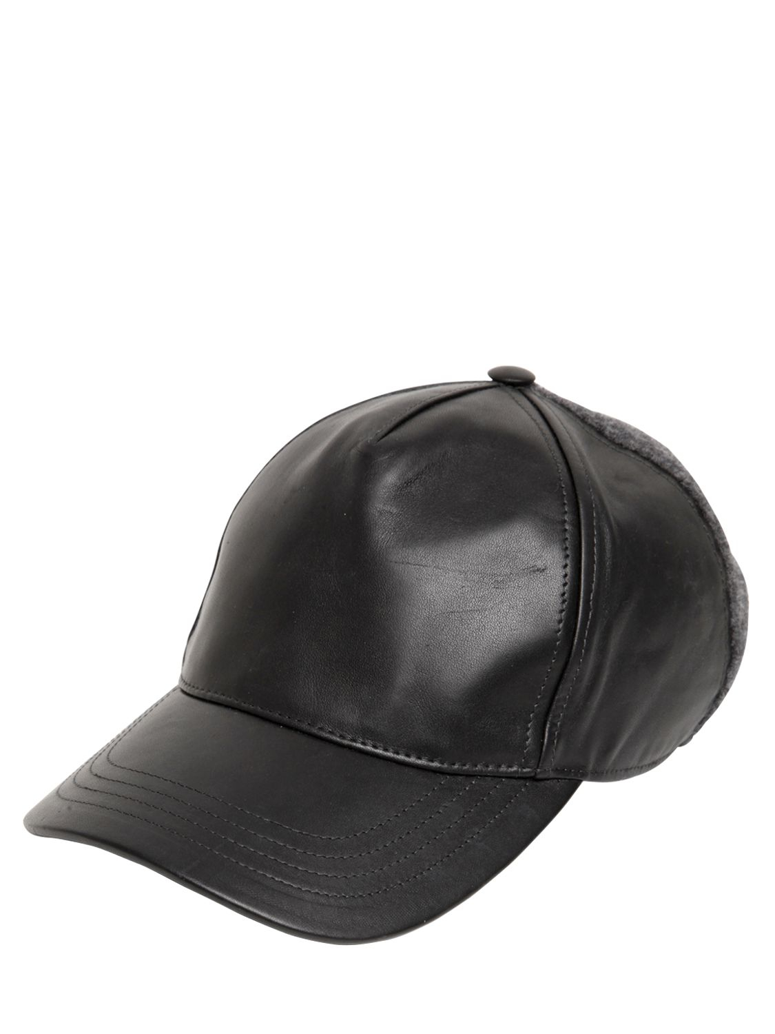 calvin klein blackgrey leather felted wool baseball hat black product 1 035628760 normal