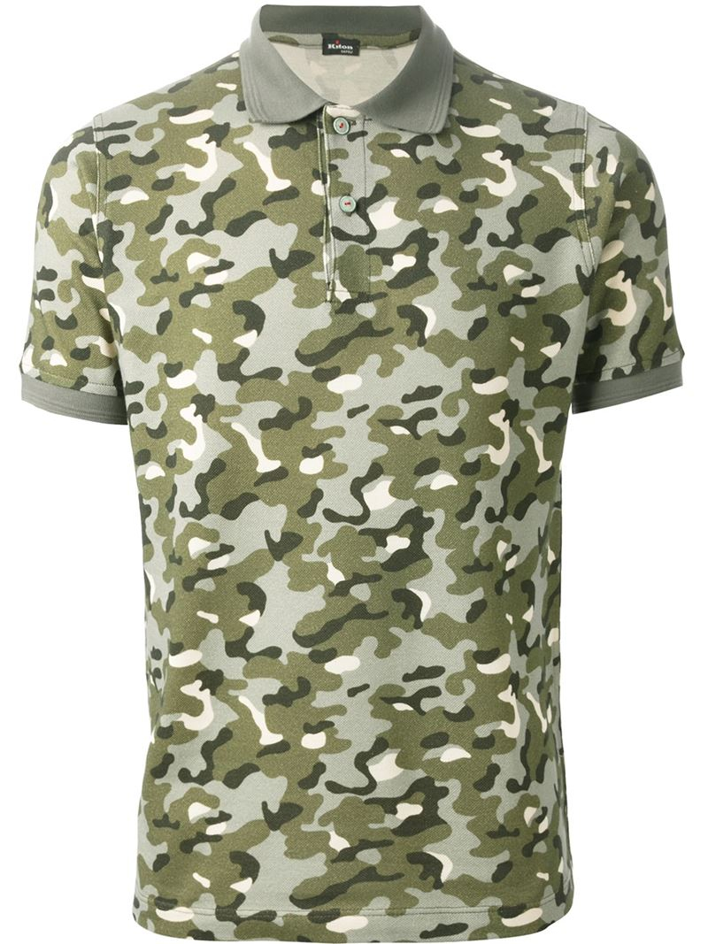 Lyst Kiton Camouflage Print Polo Shirt in Green for Men