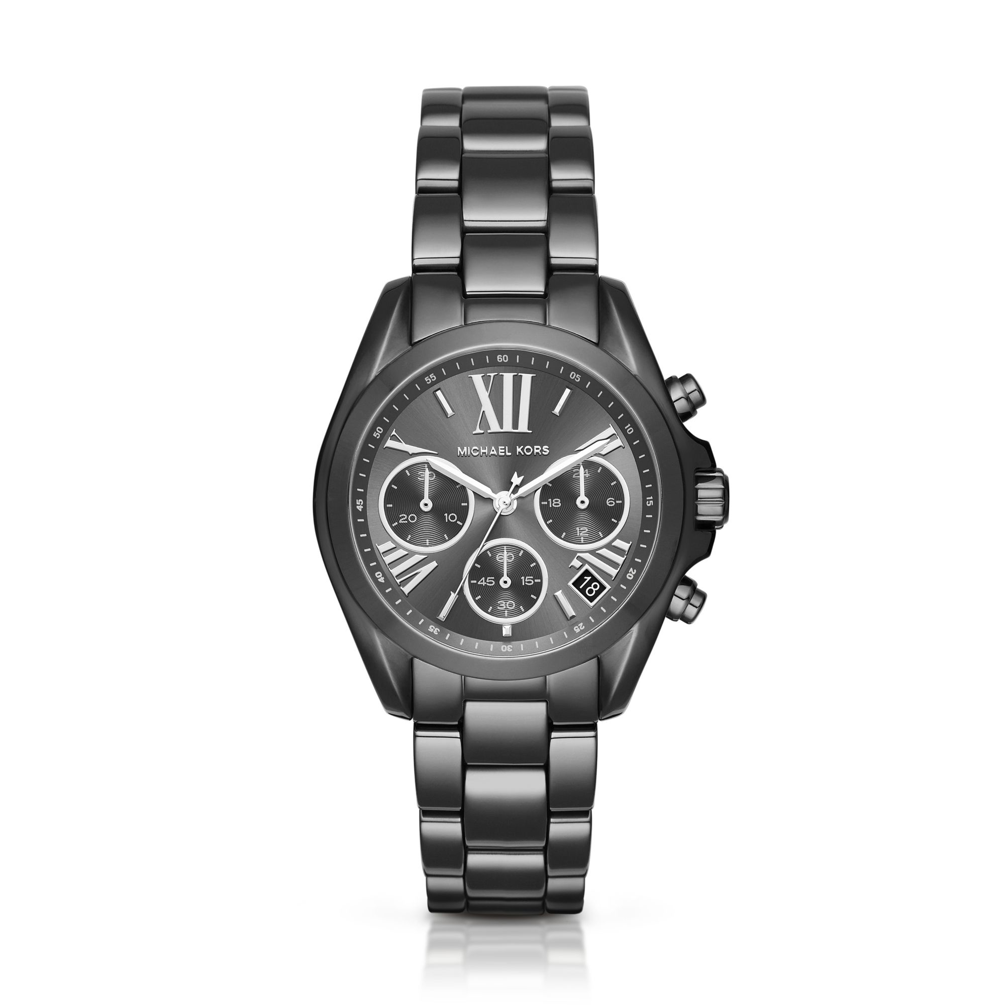 Michael Kors Mini Bradshaw Gunmetal-tone Watch in Black - Lyst