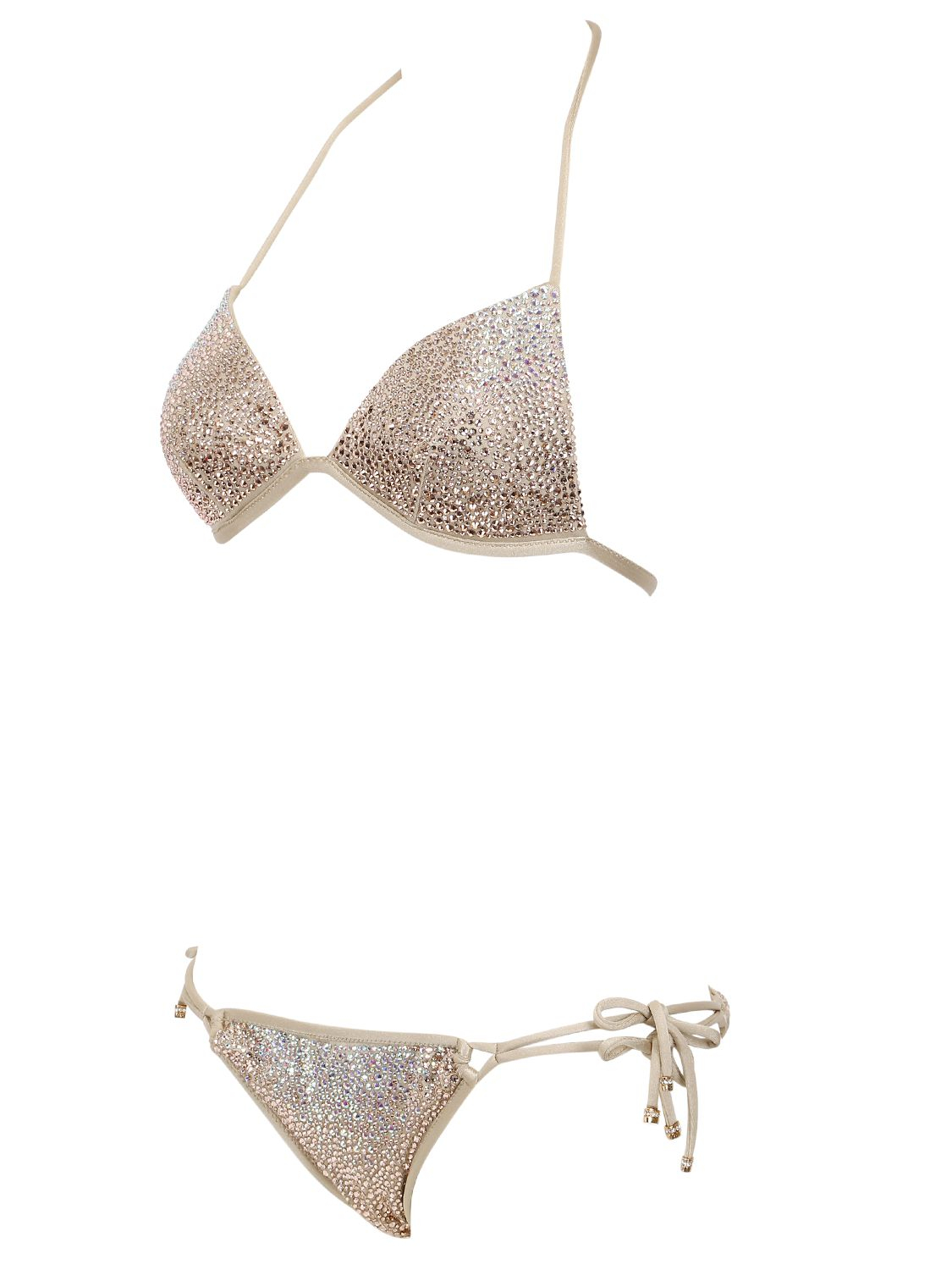 Le Silla Swarovski & Lycra Triangle Bikini in Metallic | Lyst