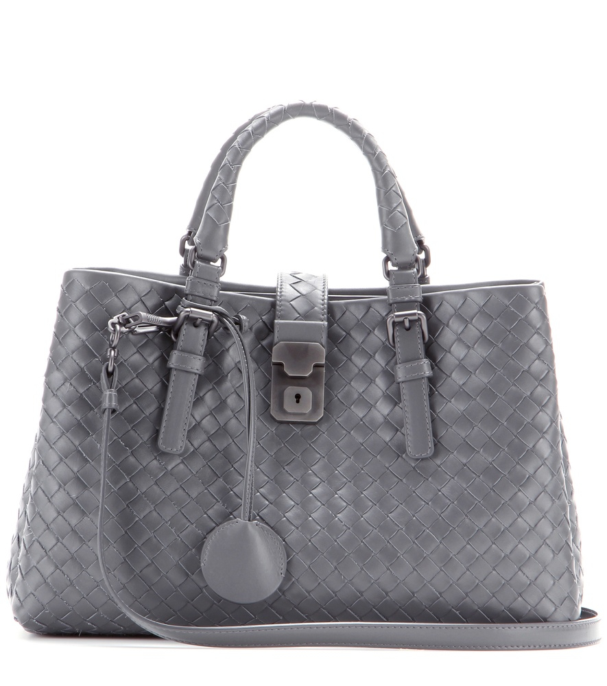 Bottega veneta Mini Roma Intrecciato Leather Tote in Gray (grey) | Lyst