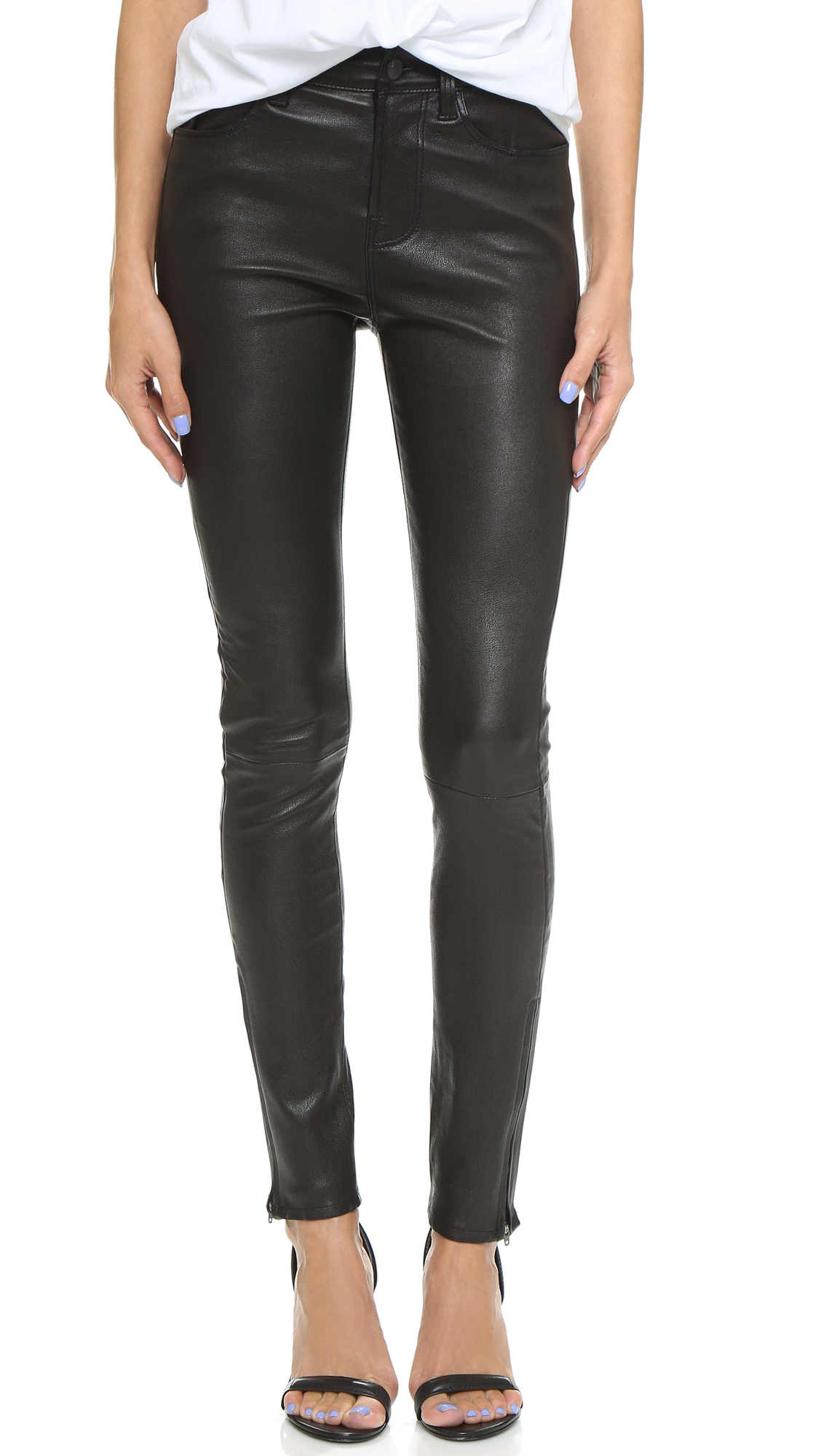 J brand Maria High Rise Leather Pants in Black | Lyst