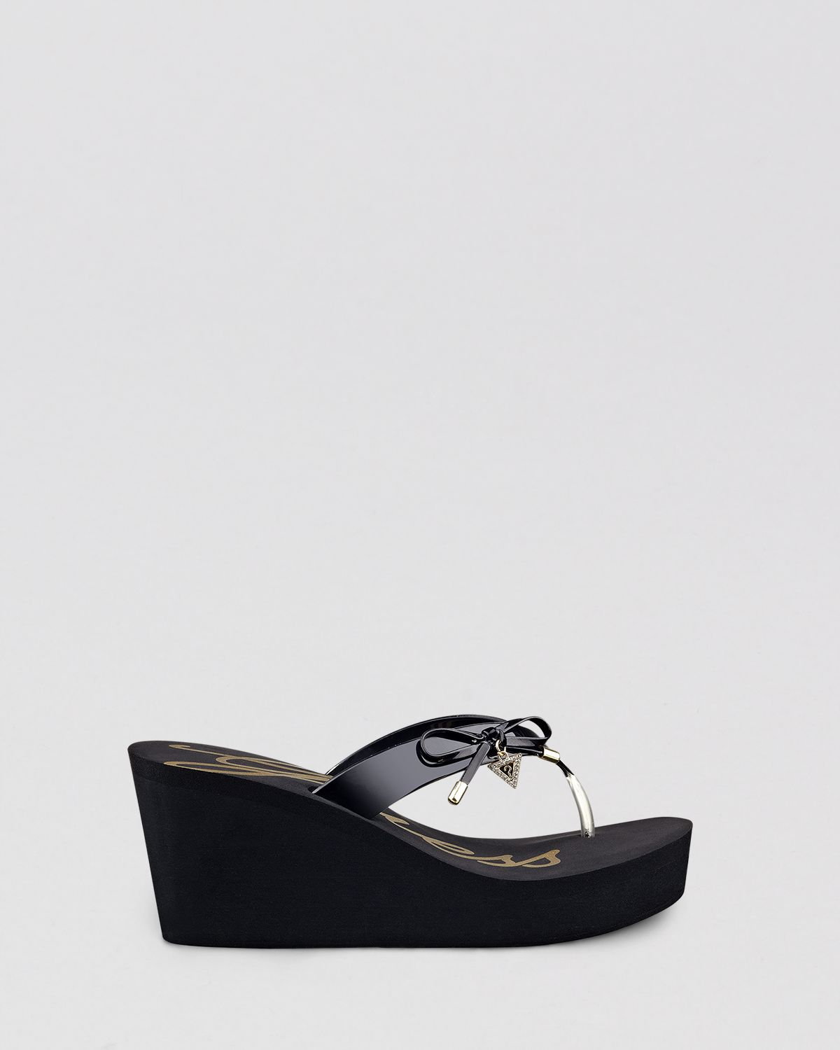 Guess Platform Wedge Flip Flops Syona in Black - Lyst