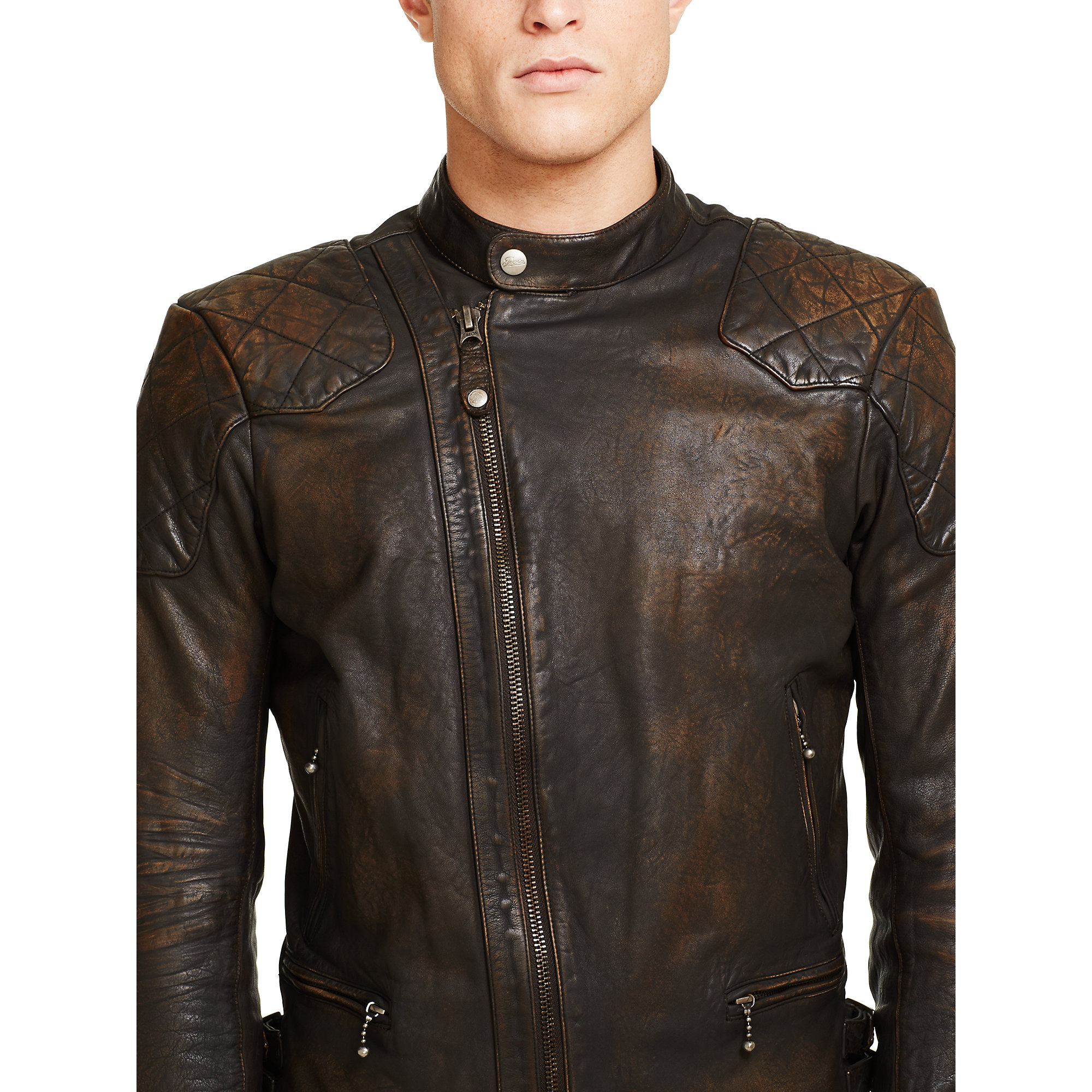 Polo Ralph Lauren Leather Café Racer Jacket in Brown for Men | Lyst