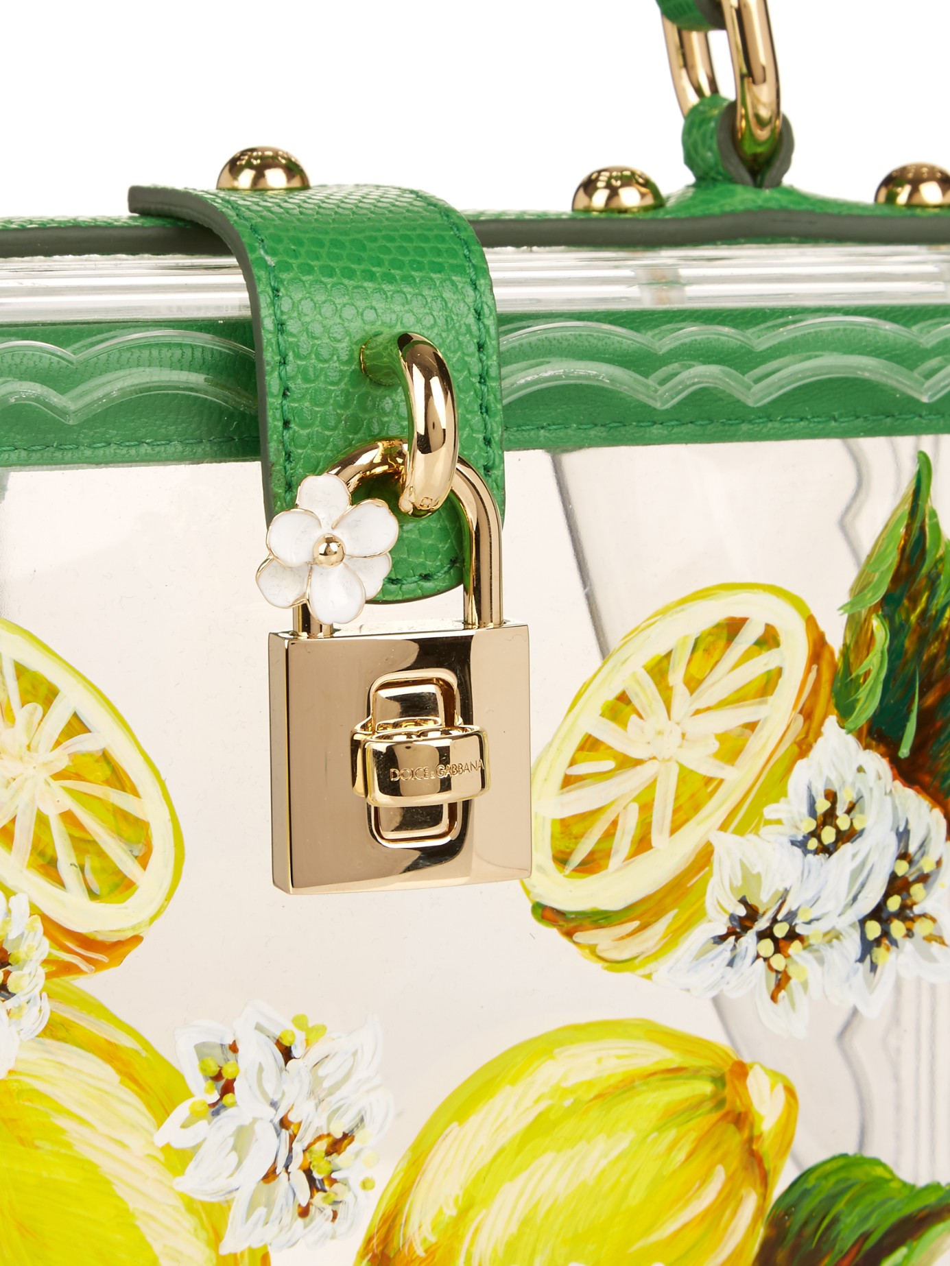 DOLCE & GABBANA Hand Painted Transparent Lemon Plexi DOLCE BOX Bag Green  12749