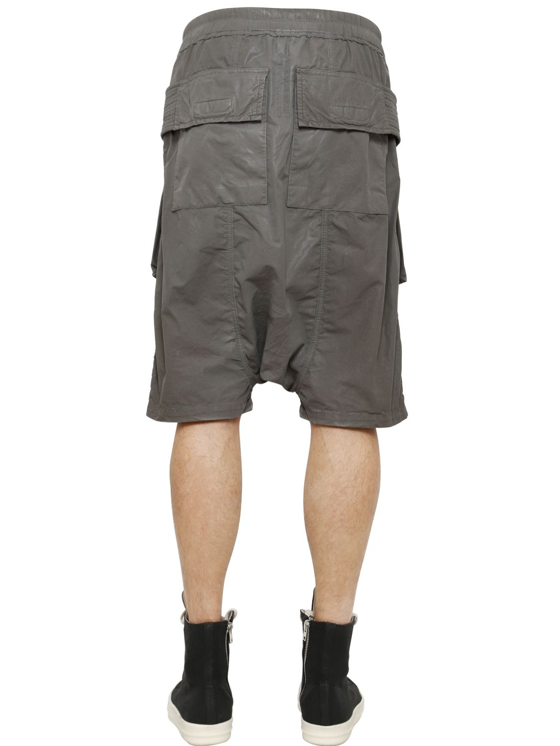 Rick Owens Drkshdw Waxed Cotton Cargo Shorts in Gray for Men - Lyst