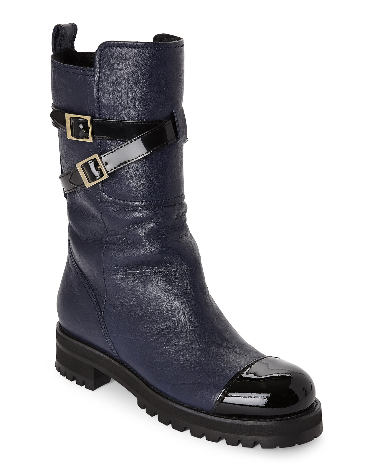 jimmy choo biker boots rabbit fur