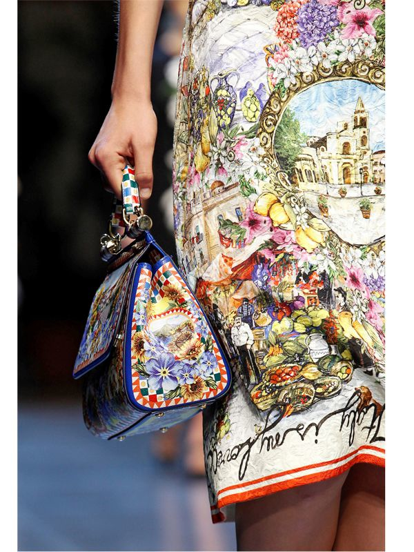Dolce & Gabbana Medium Sicily Sicilia Print Leather Bag | Lyst