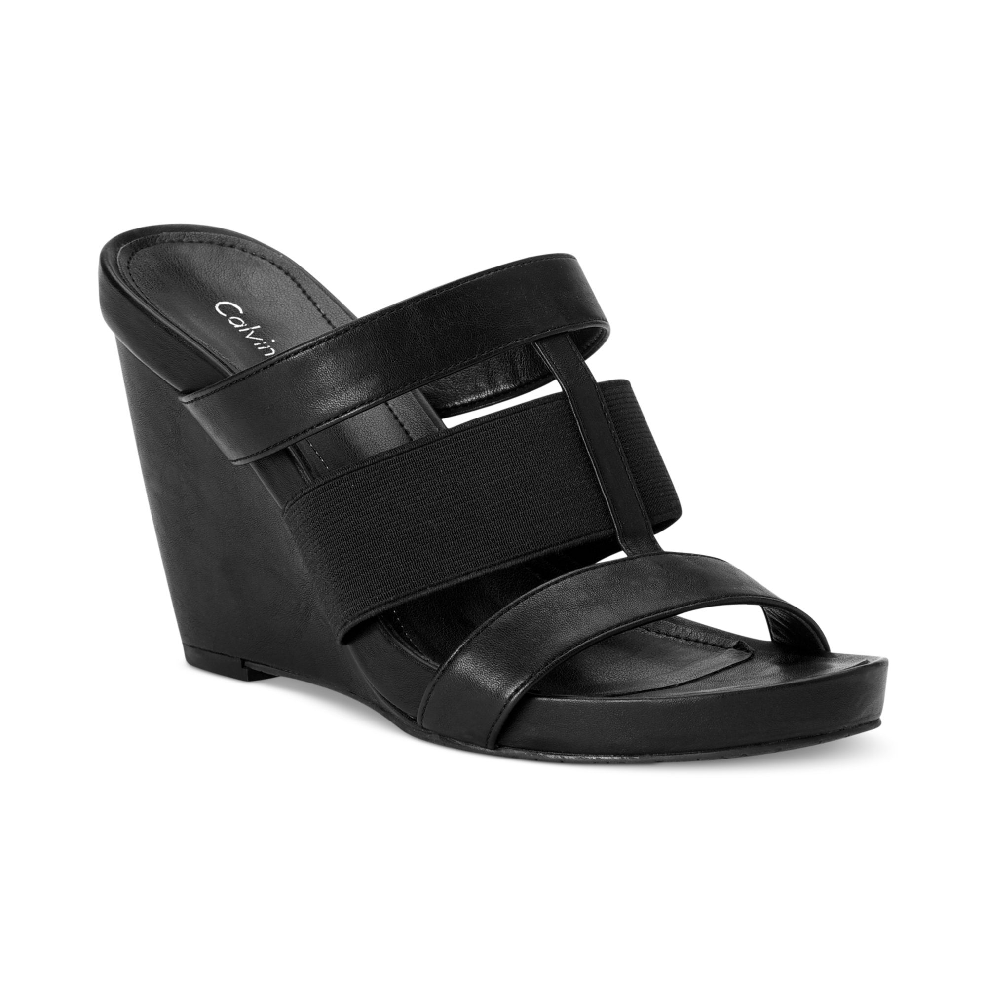 Calvin Klein Womens Dunley Wedge Sandals in Black - Lyst